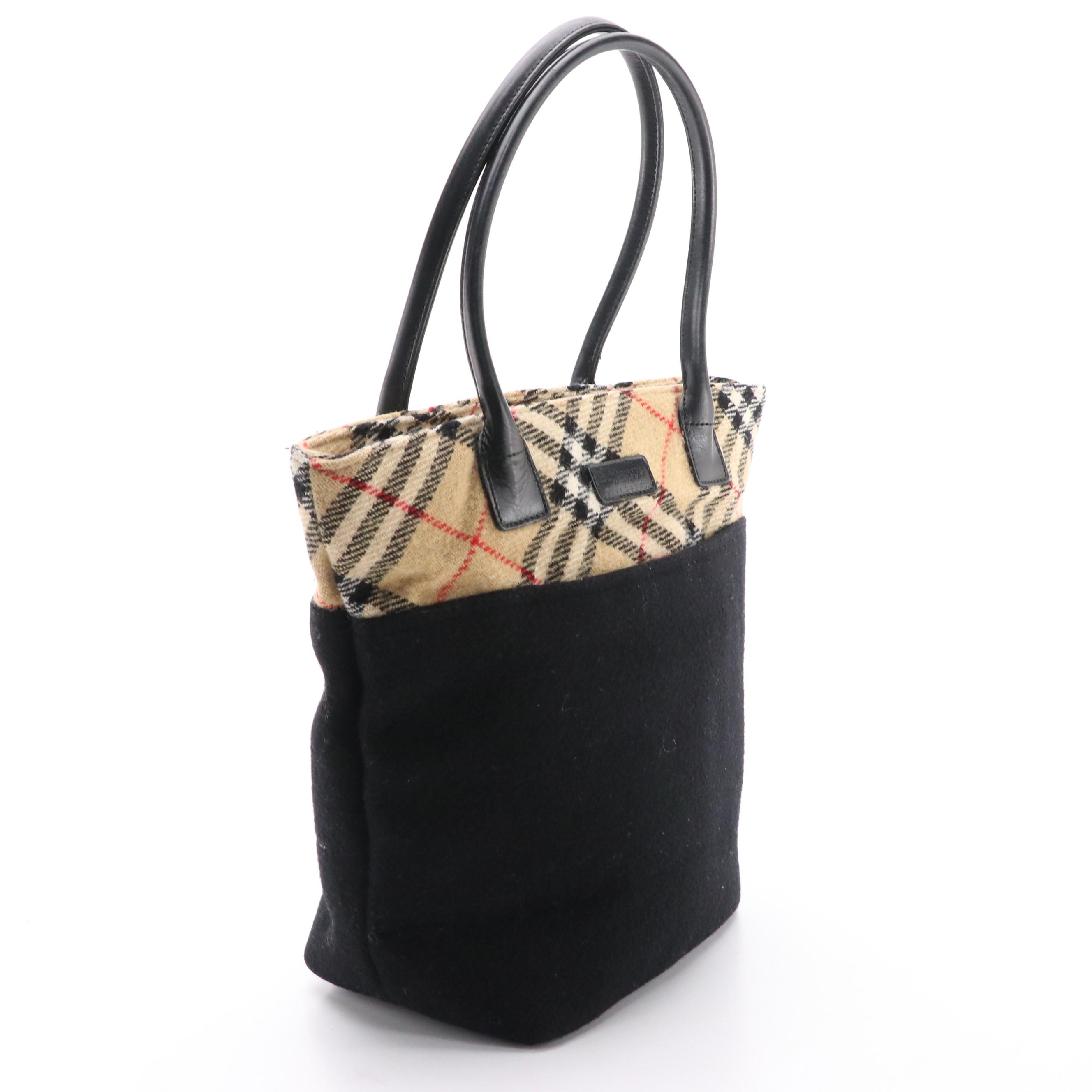 Burberrys Blue Label Shoulder Bag in Nova Check and Black Wool