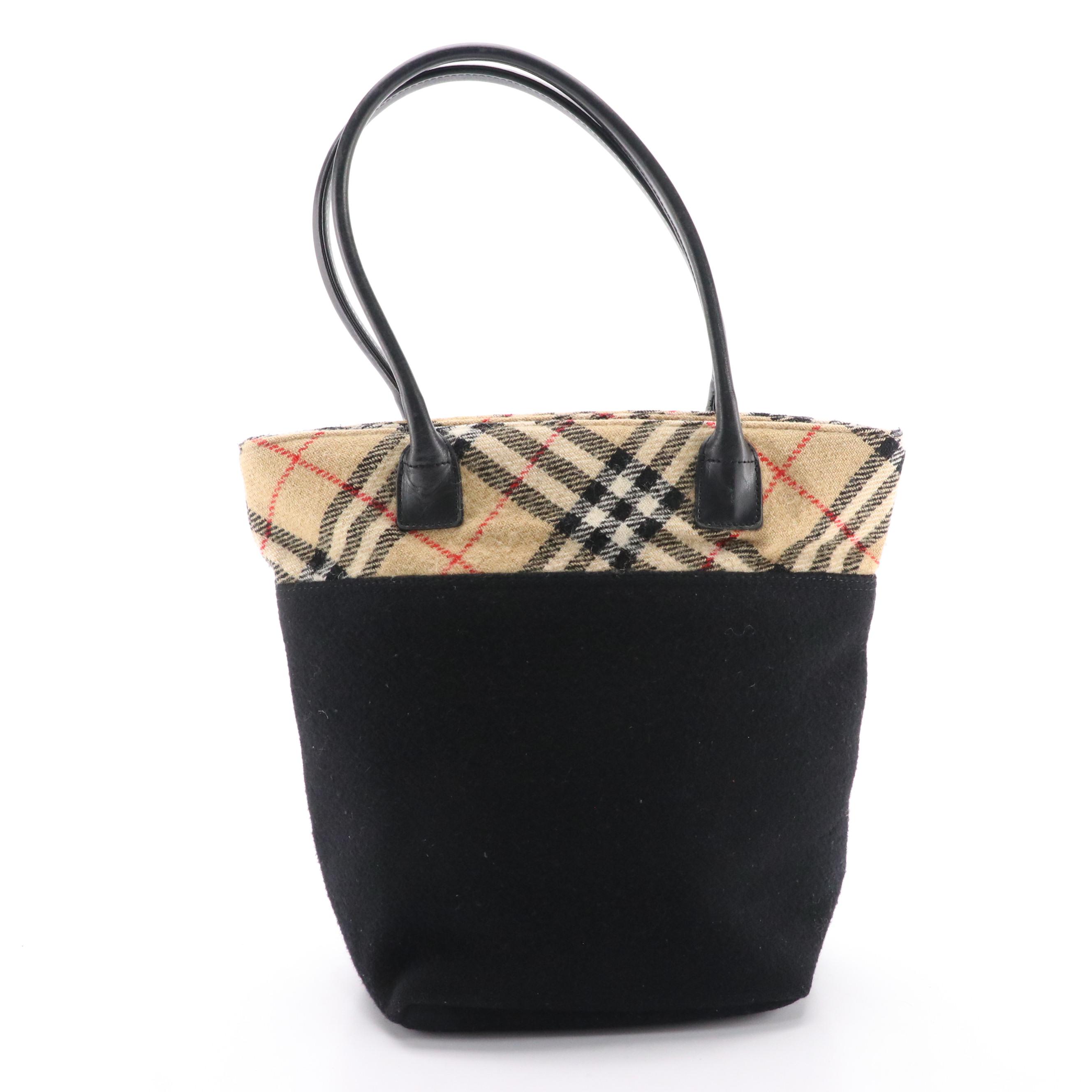 Burberrys Blue Label Shoulder Bag in Nova Check and Black Wool