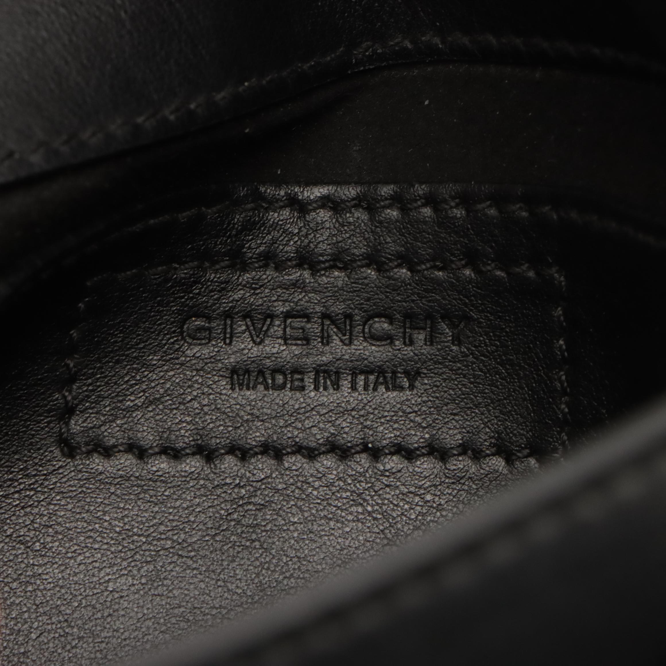 Givenchy Black Leather Infinity Saddle Crossbody Bag with Silver-Tone Chain Trim