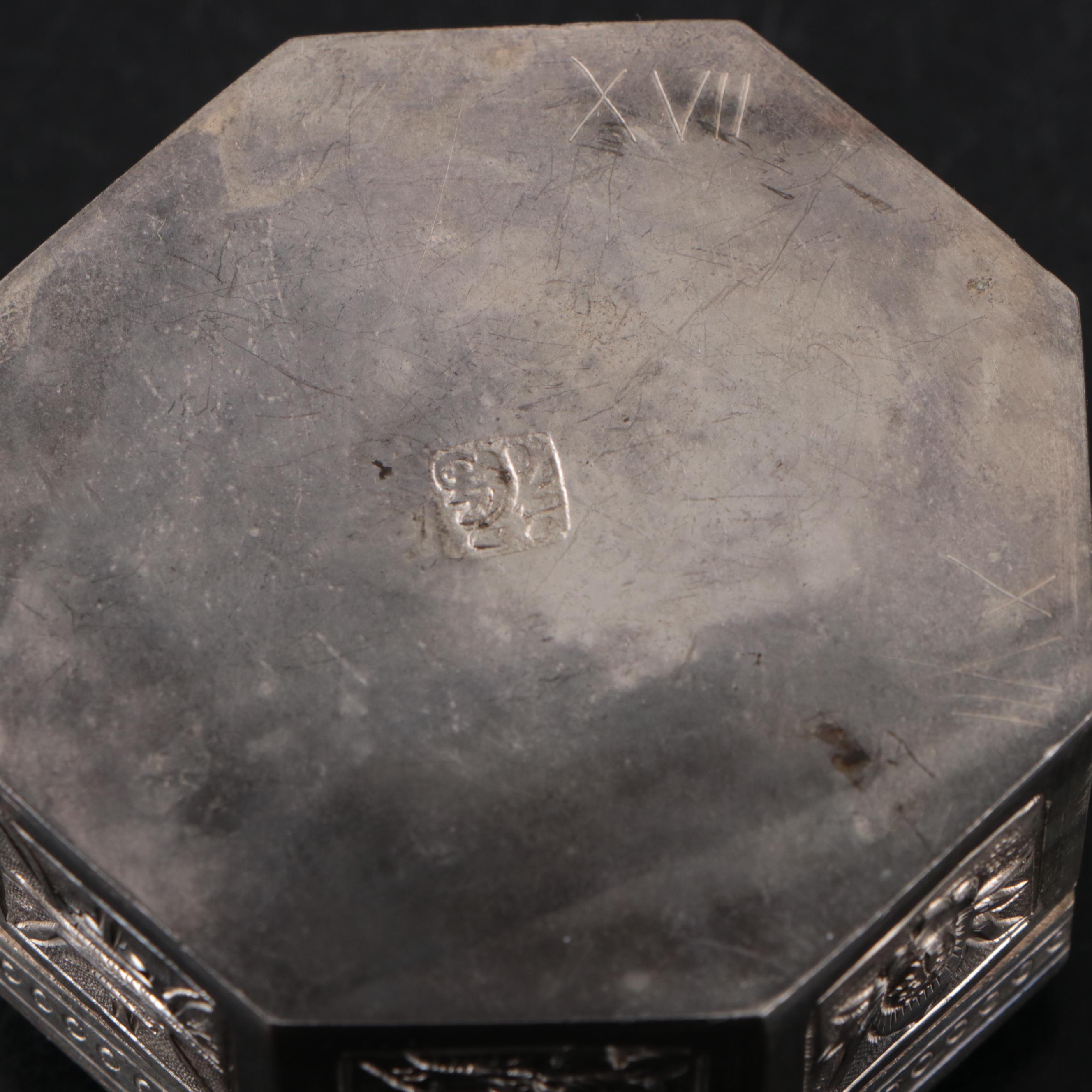 Vietnamese Embossed Silver Plate Card Case with Embossed Metal Boxes