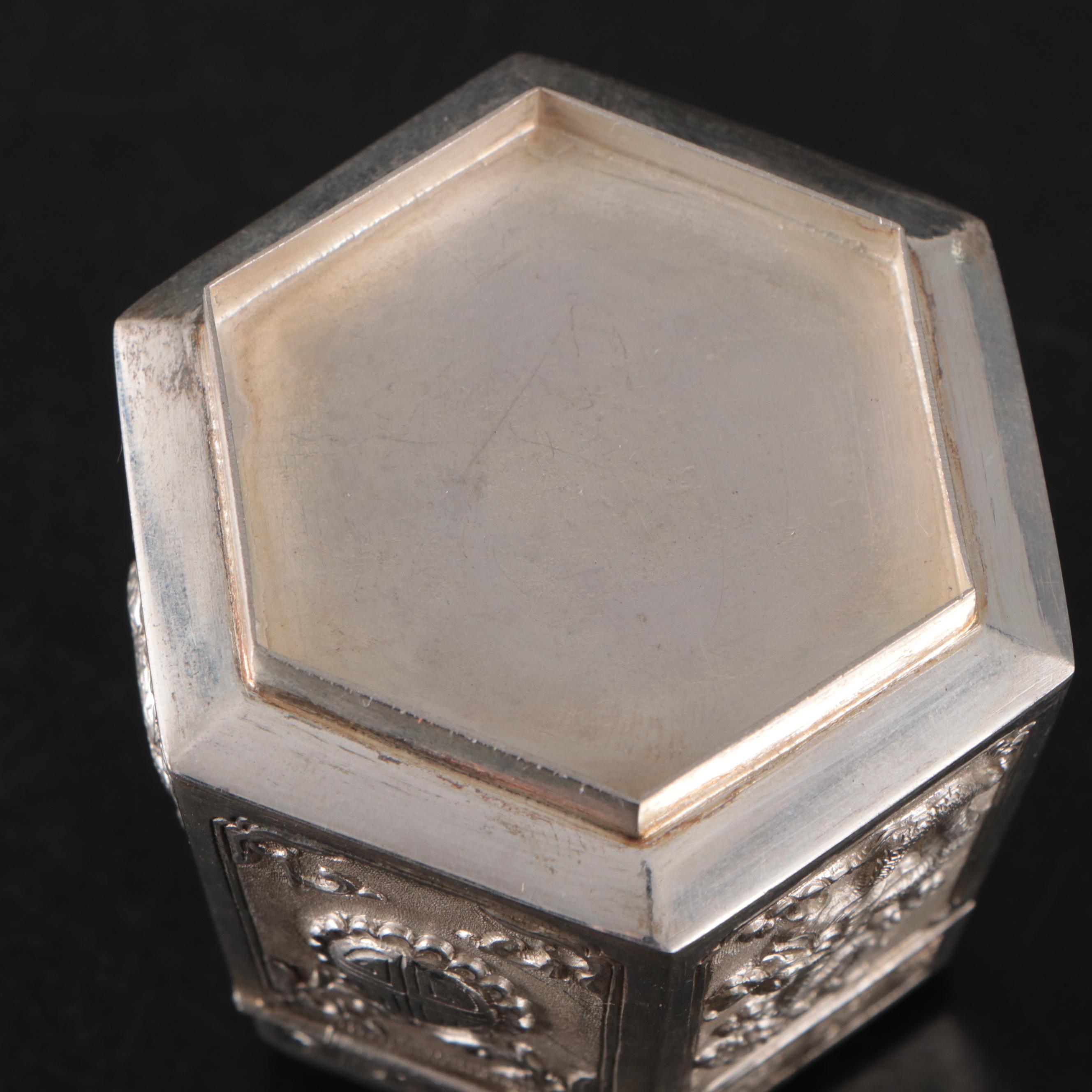 Vietnamese Embossed Silver Plate Card Case with Embossed Metal Boxes