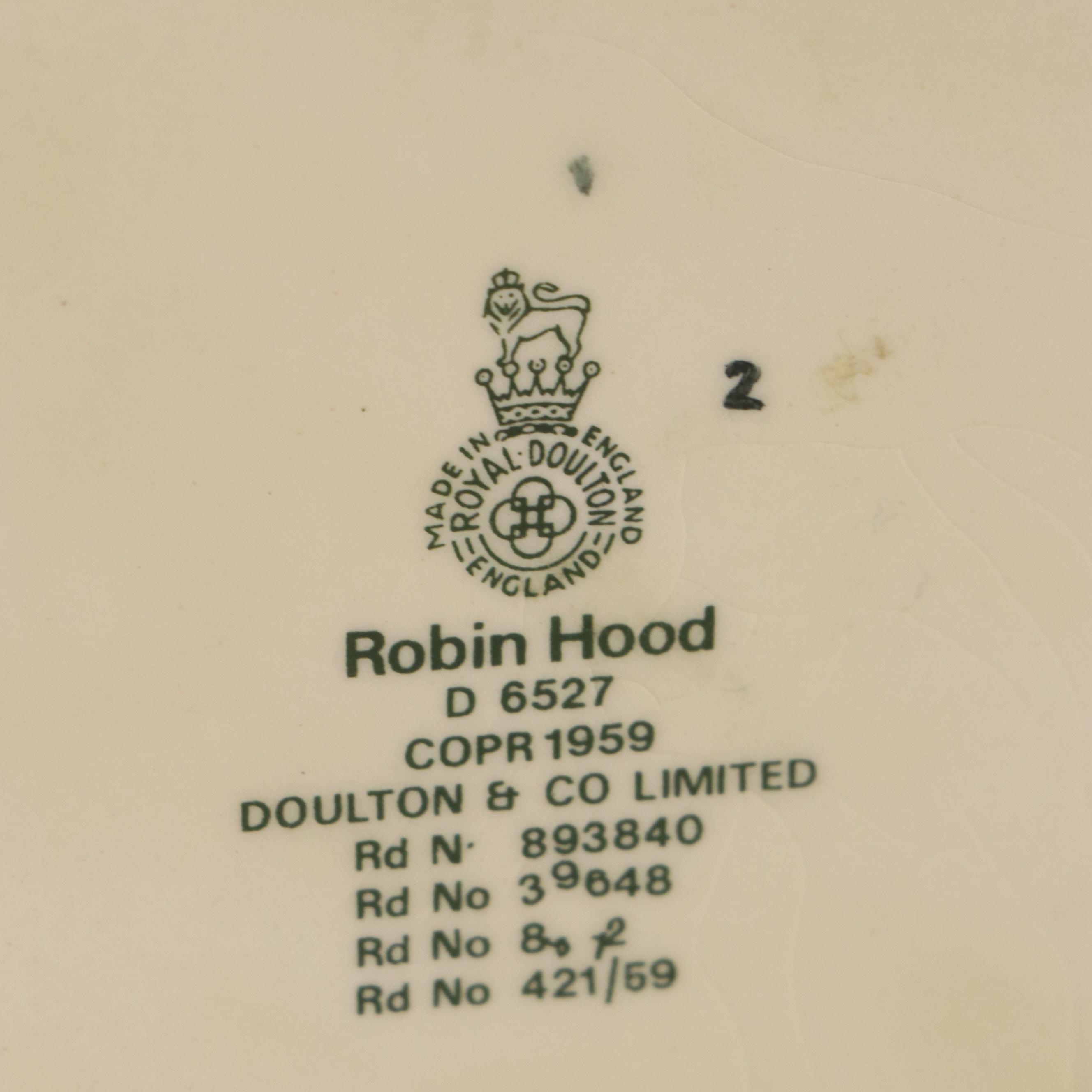 Royal Doulton "Robin Hood" Porcelain Toby Mug, Circa 1959