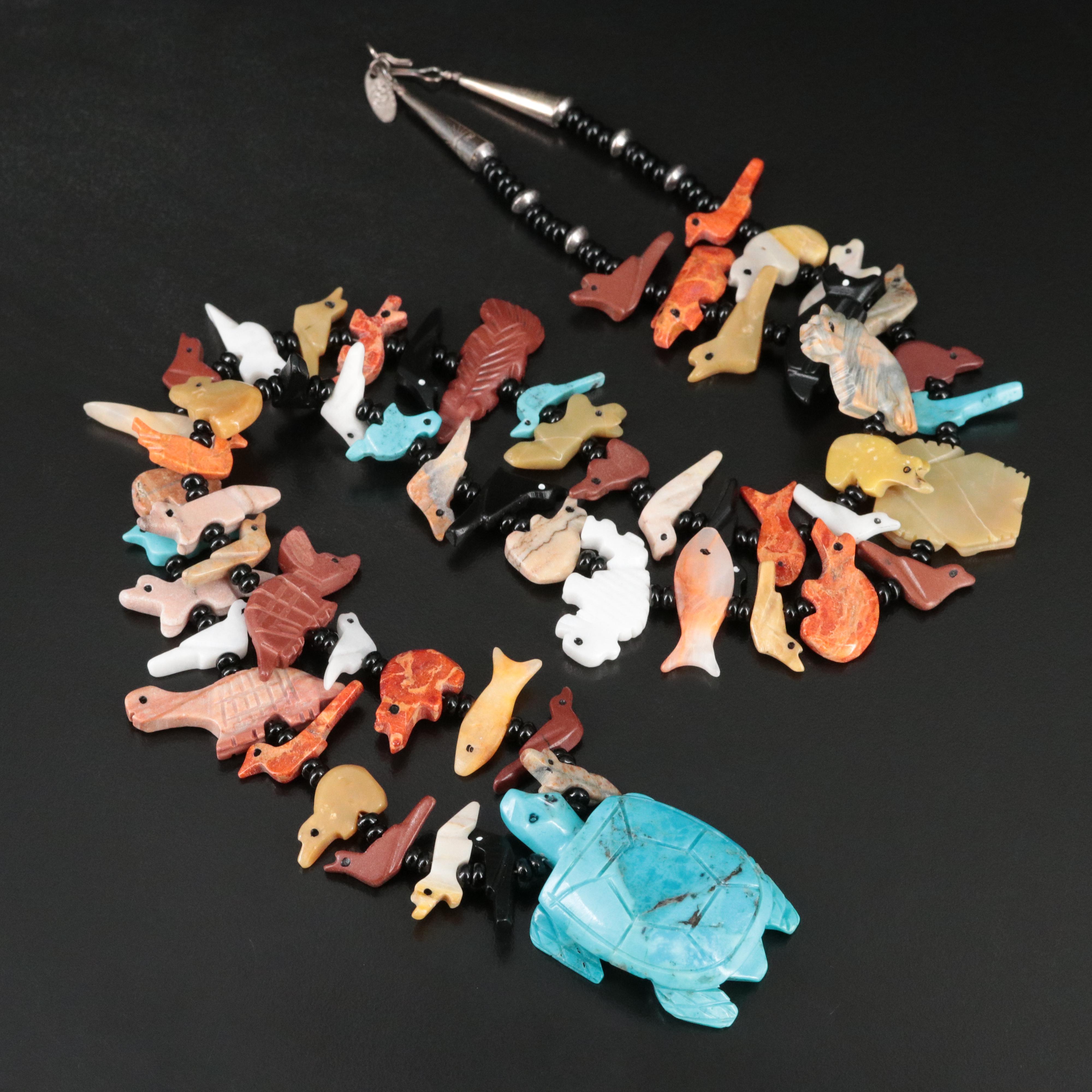 Running Bear Shop Sterling and Gemstone Fetish Necklace