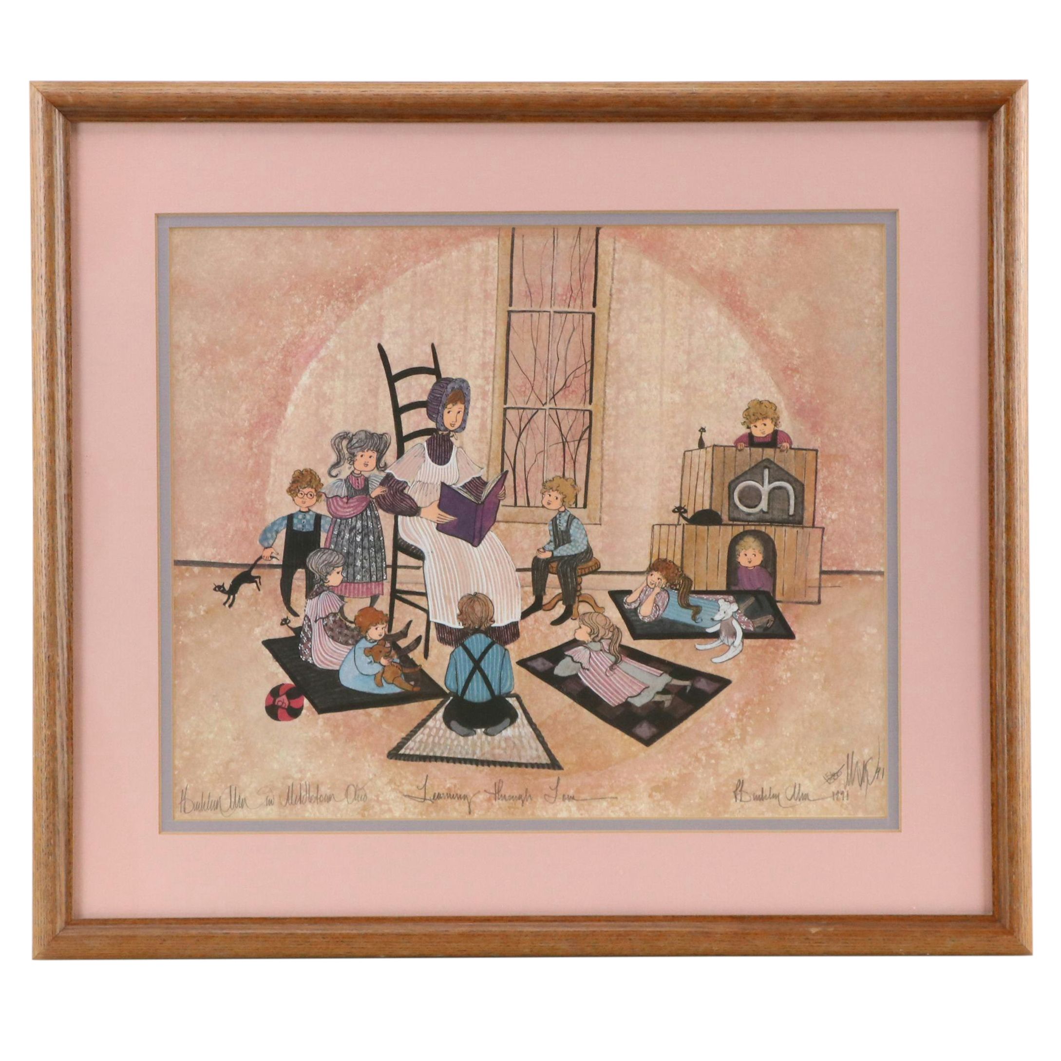 P. Buckley Moss Offset Lithograph "Learning Through Love"