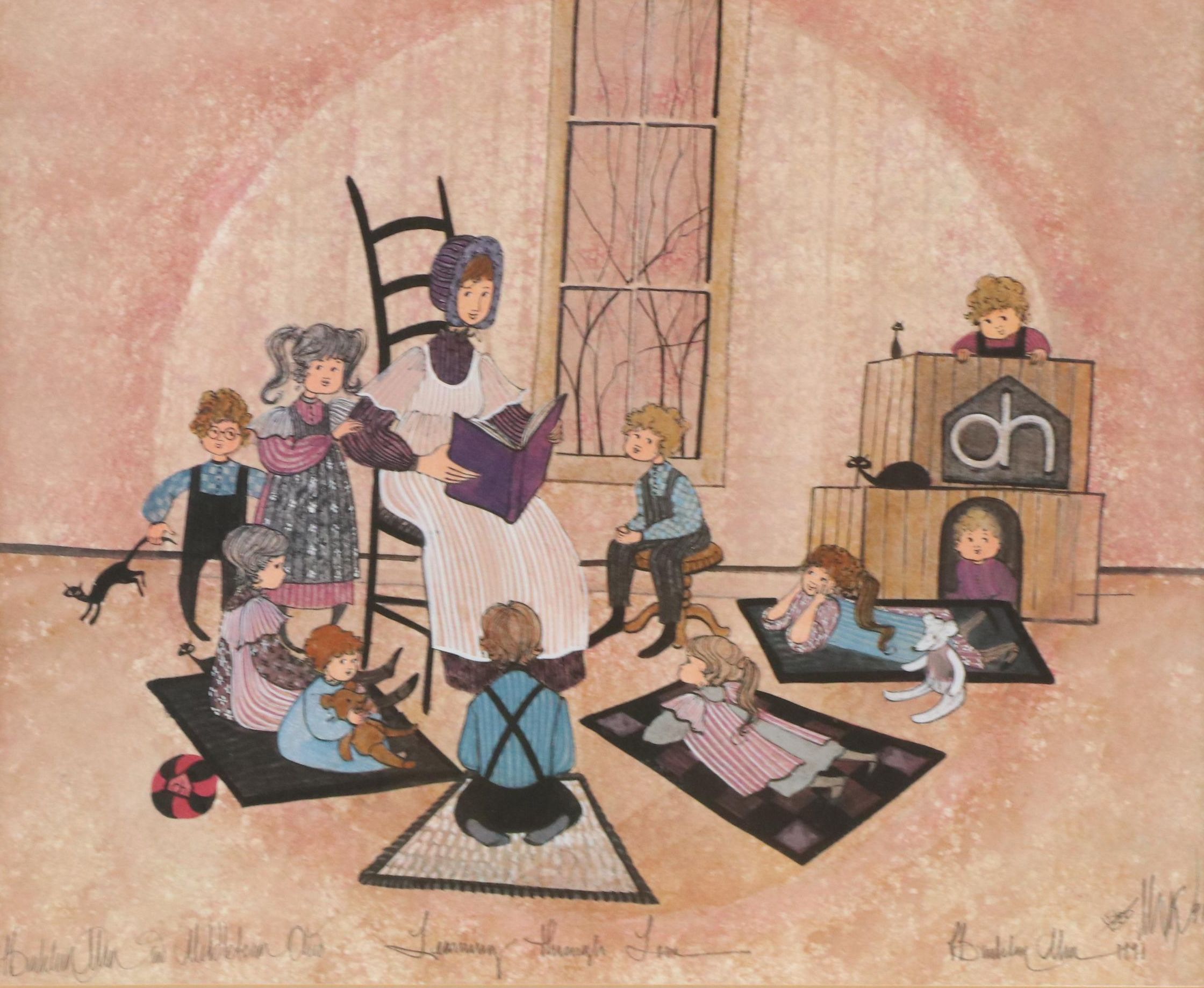 P. Buckley Moss Offset Lithograph "Learning Through Love"