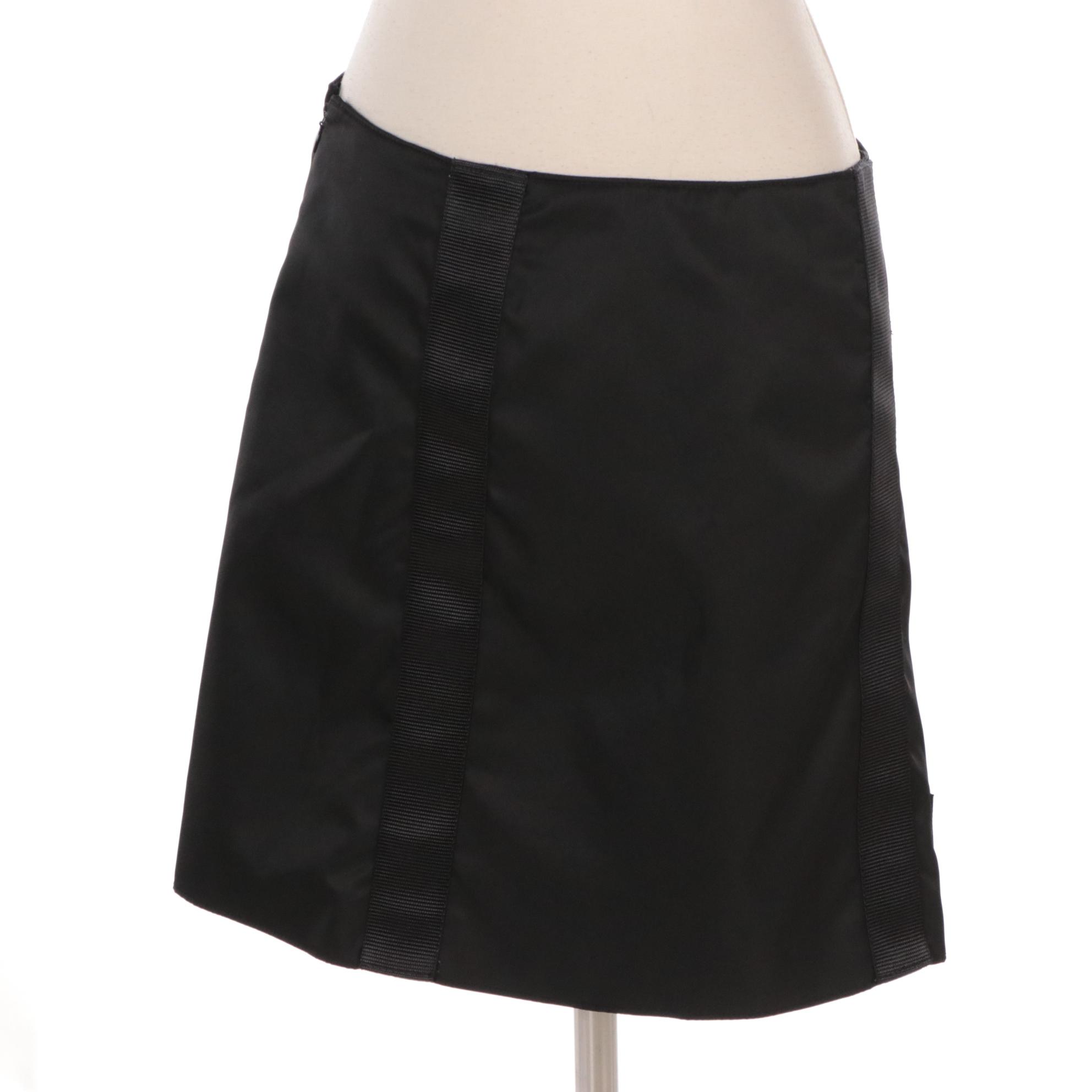 Prada Black Re-Nylon and Buckle Strap Mini Skirt