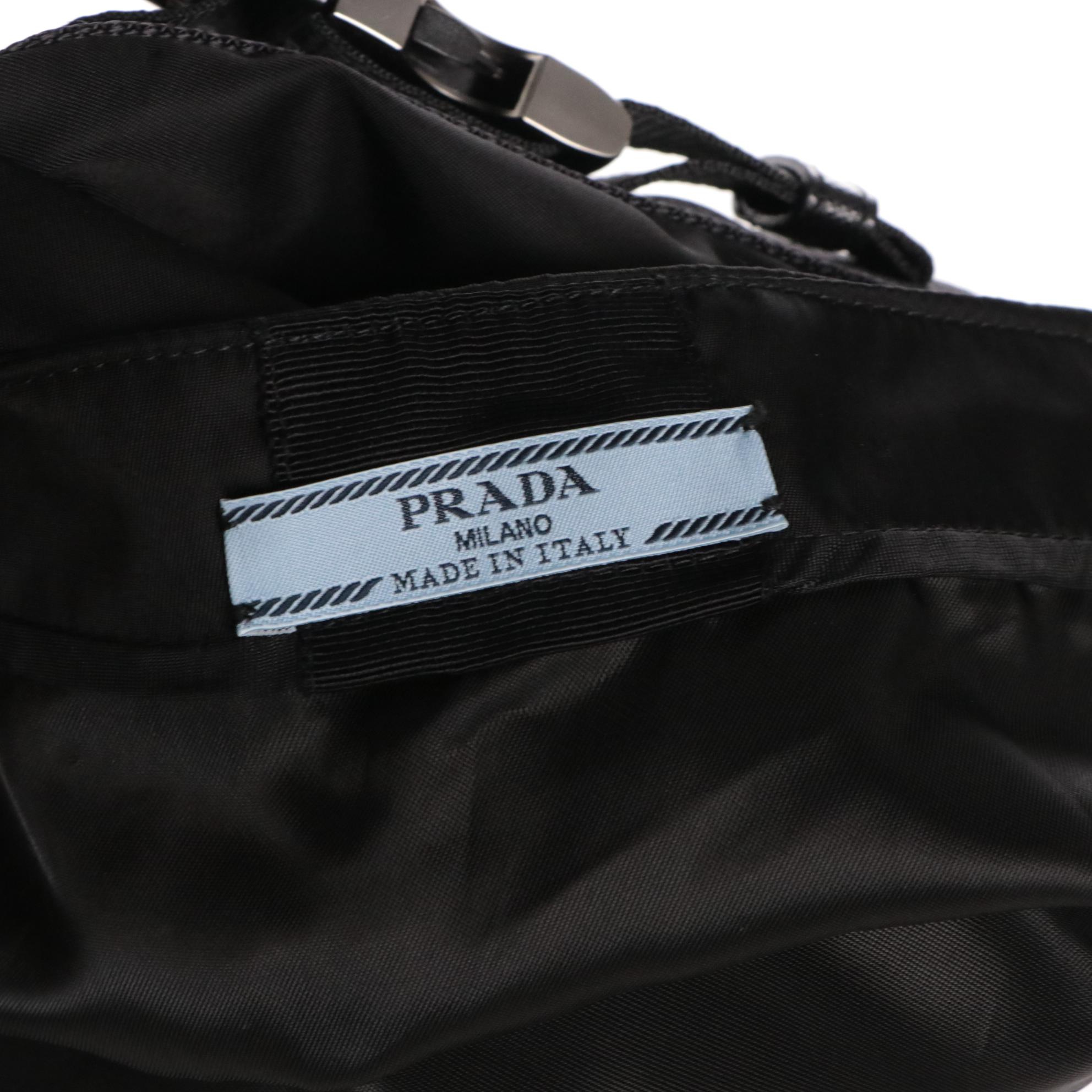 Prada Black Re-Nylon and Buckle Strap Mini Skirt