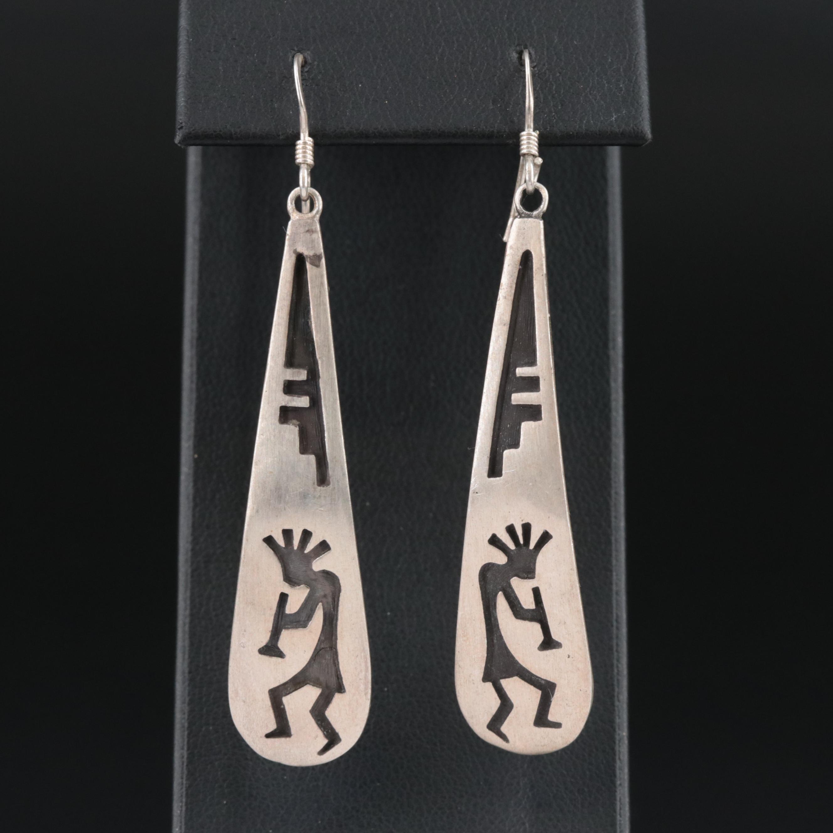 Sterling Kokopelli Dangle Earrings