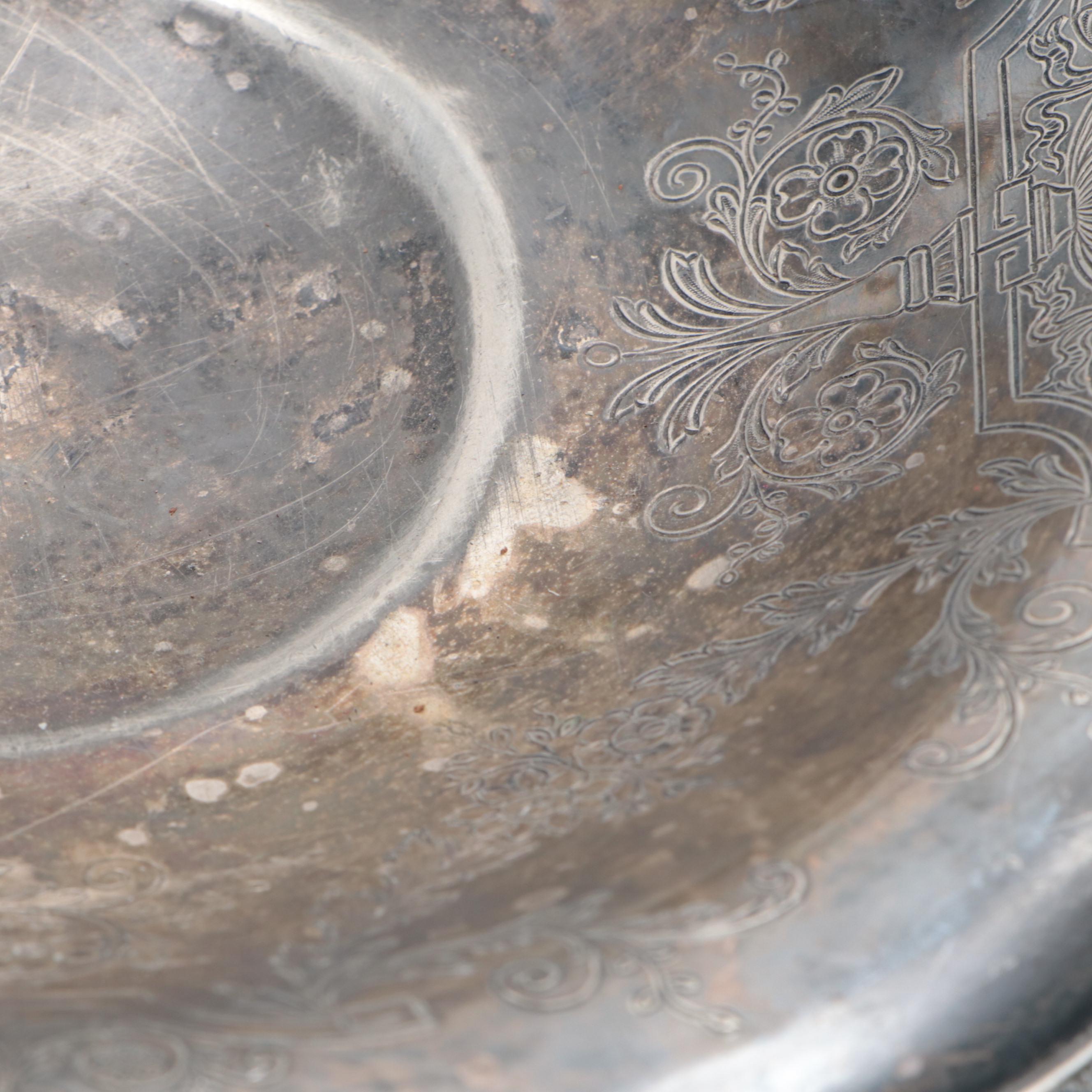 Reed & Barton Etched Silver Plate Bowl with Terracotta Miniature Vase and More