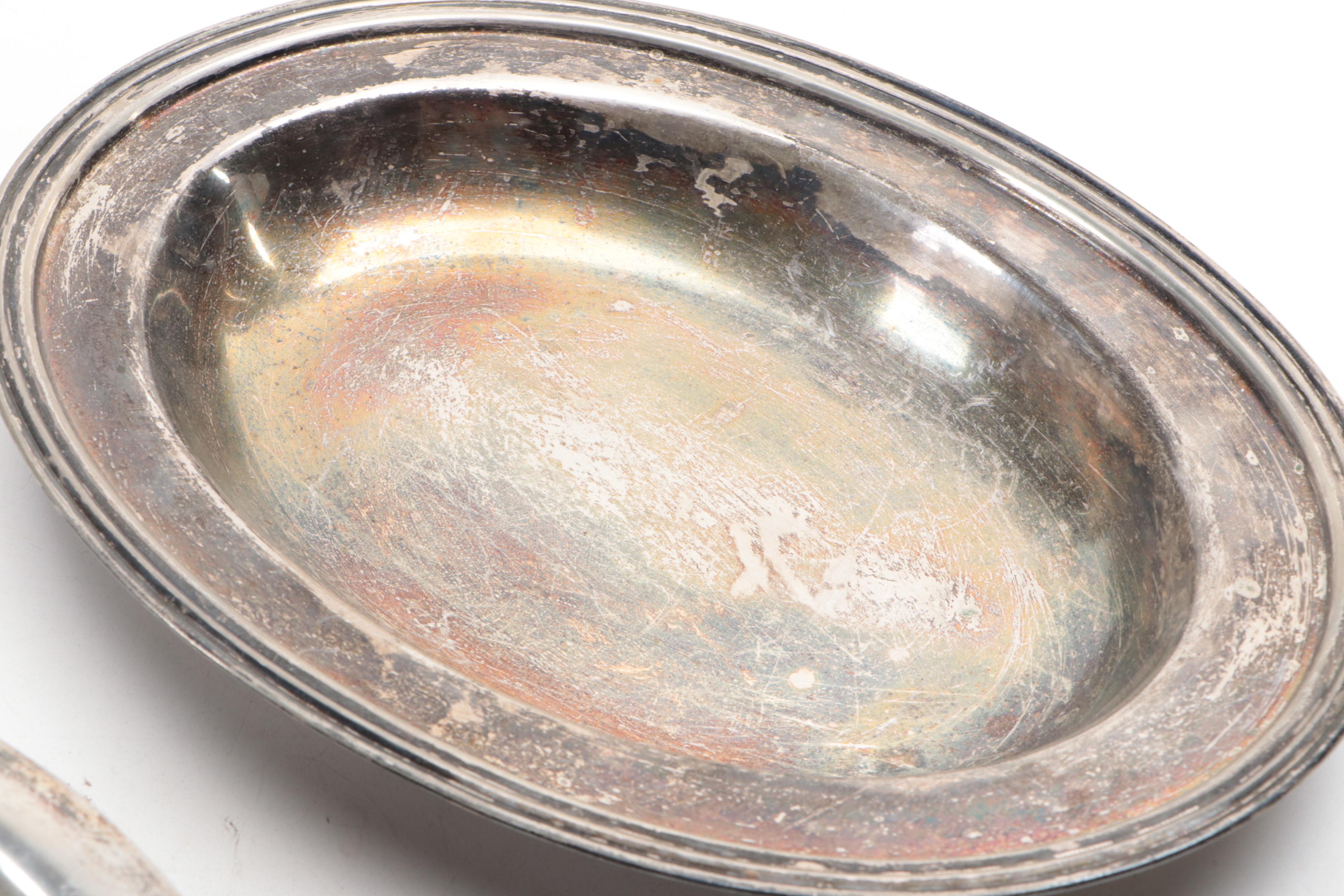 Reed & Barton Etched Silver Plate Bowl with Terracotta Miniature Vase and More