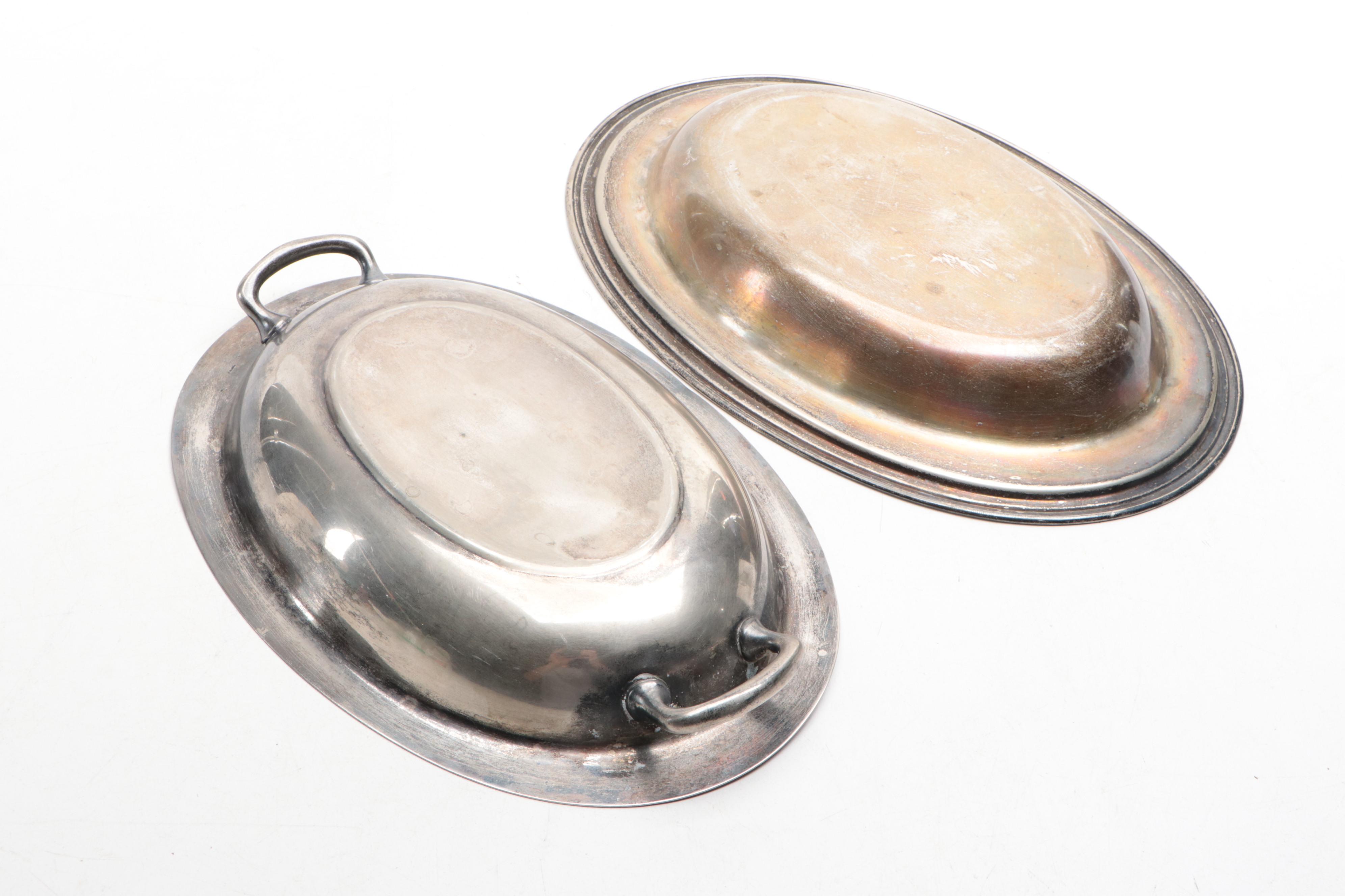 Reed & Barton Etched Silver Plate Bowl with Terracotta Miniature Vase and More