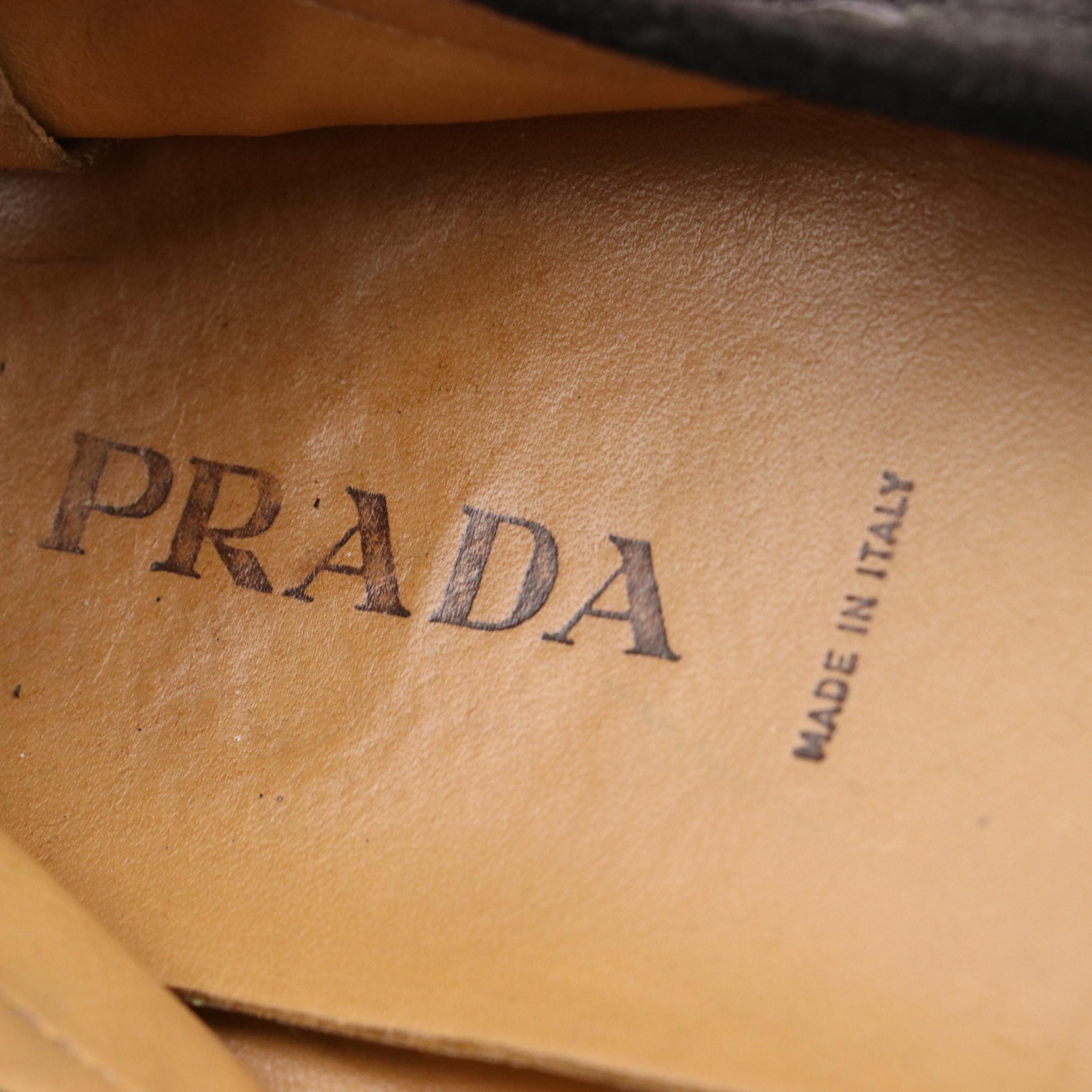 Prada Black Suede Buckle Strap Moccasin Loafers