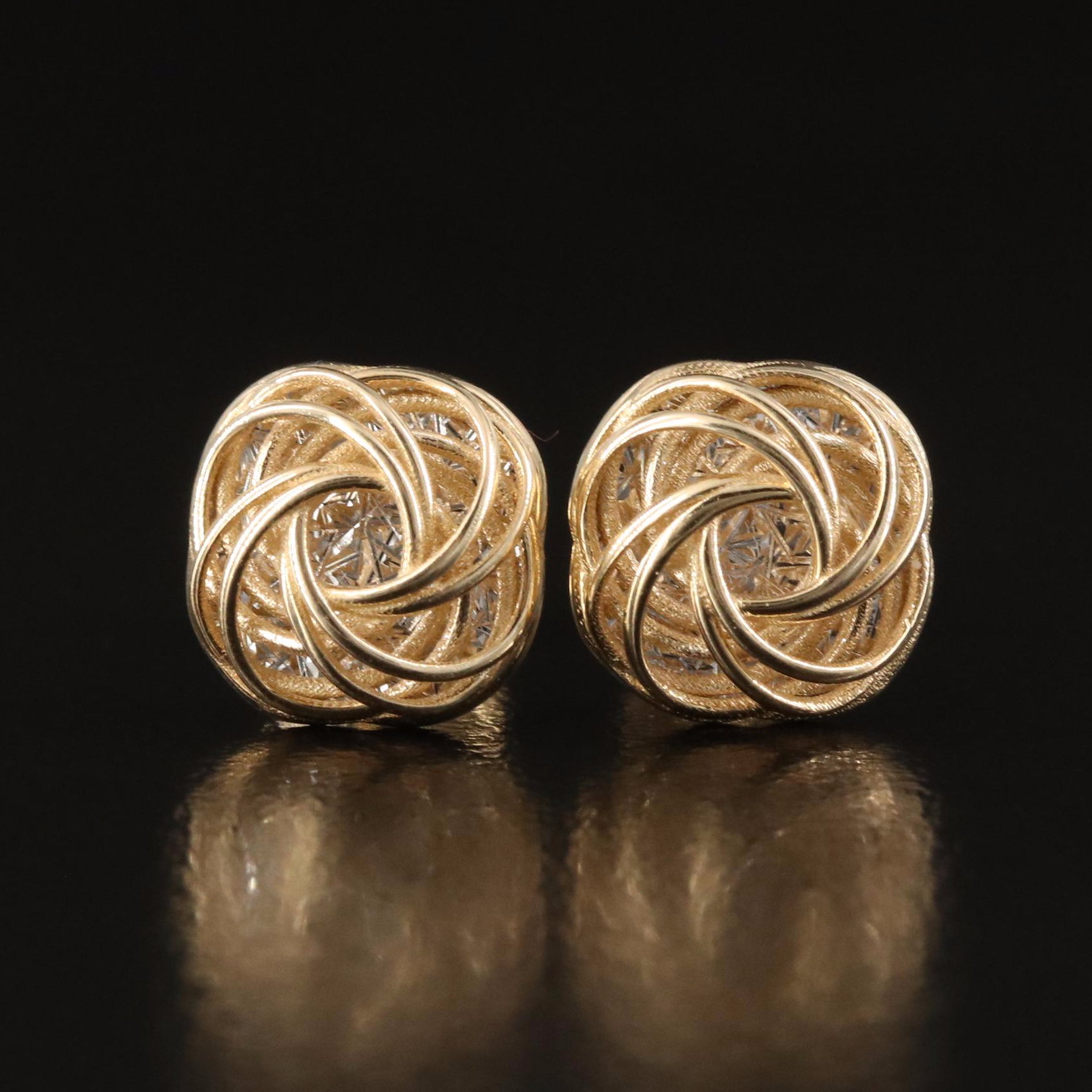 Italian 14K Two-Tone Knot Stud Earrings