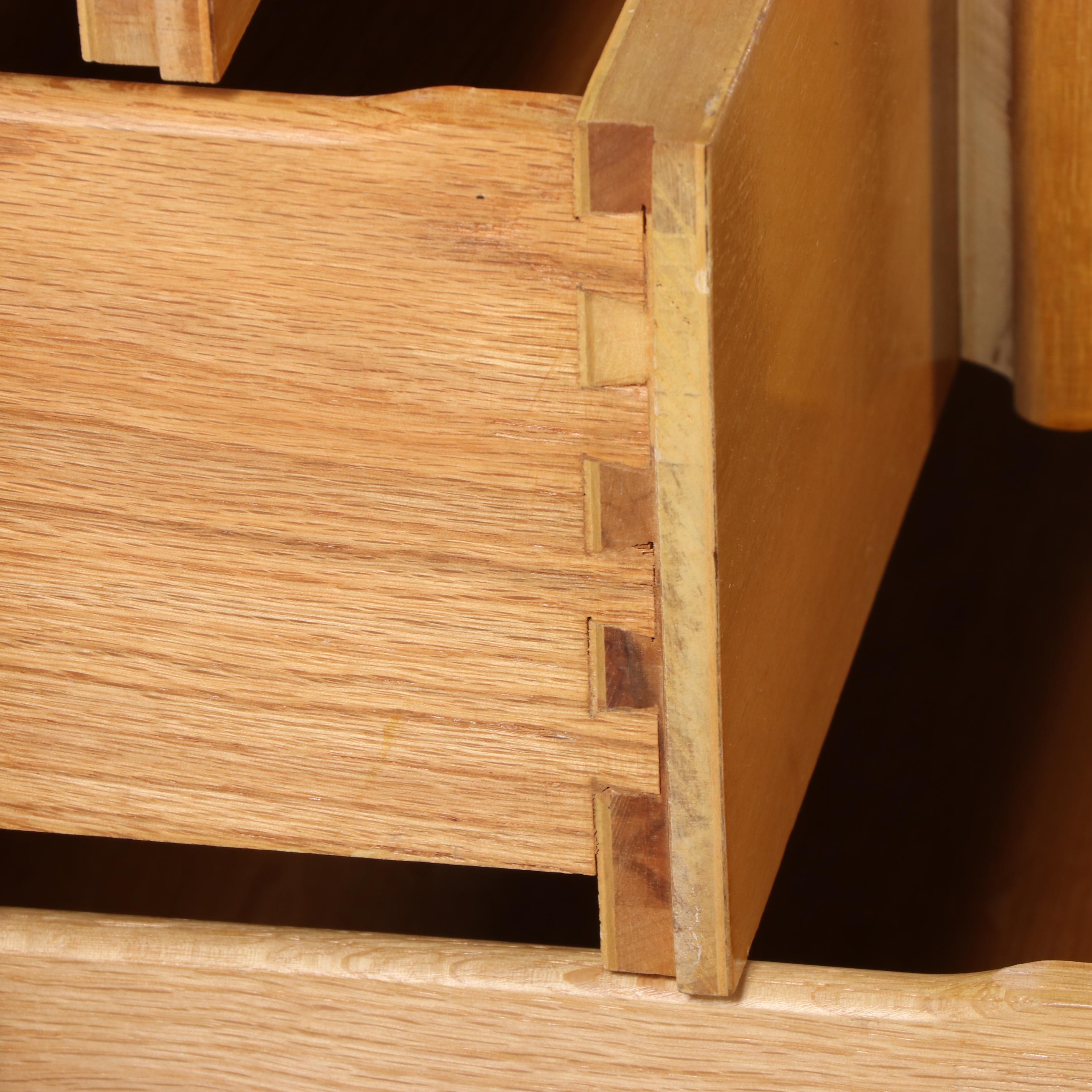 Mid Century Modern Bleached Mahogany, Burl Ash, & Faux-Bamboo Chest-on-Chest