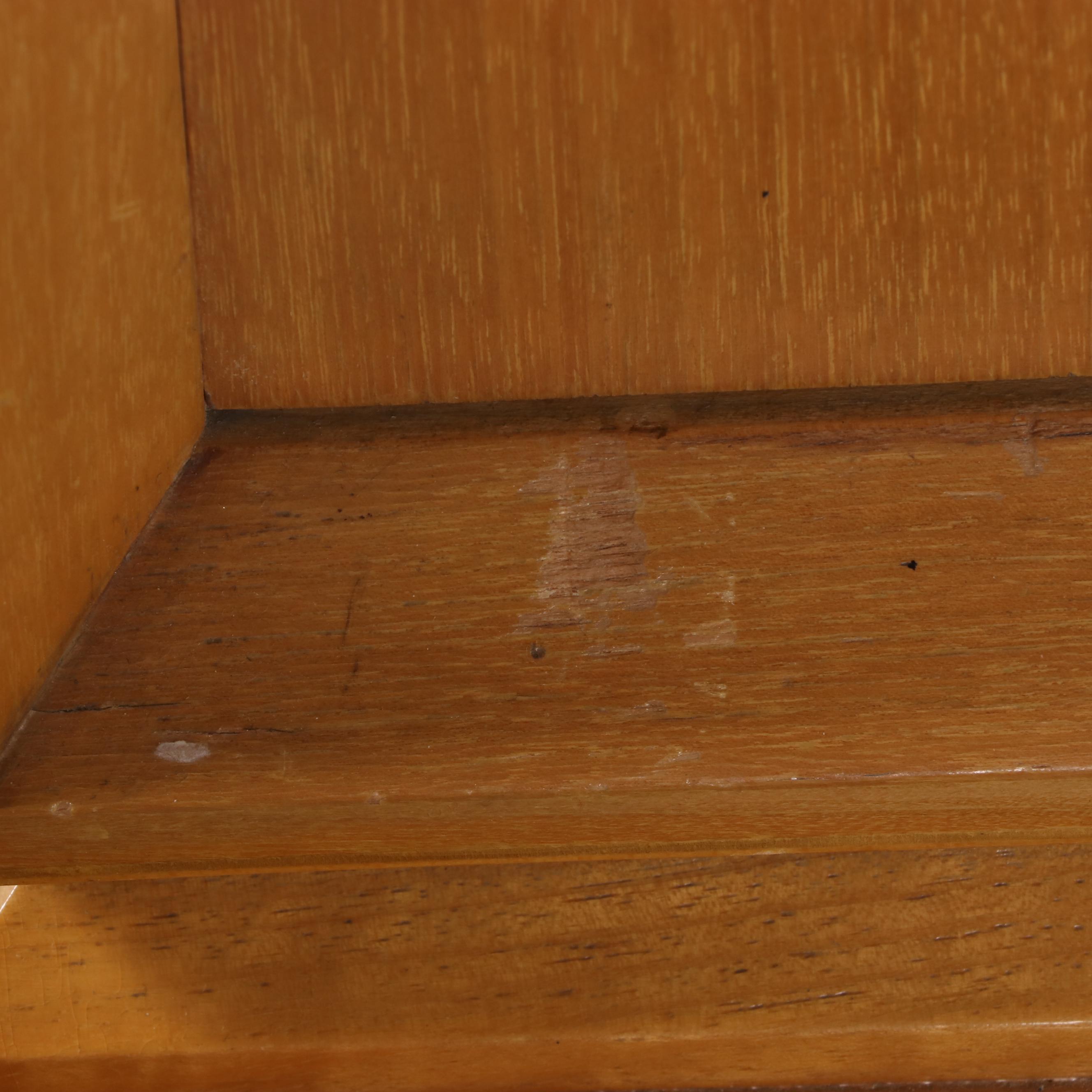 Mid Century Modern Bleached Mahogany, Burl Ash, & Faux-Bamboo Chest-on-Chest