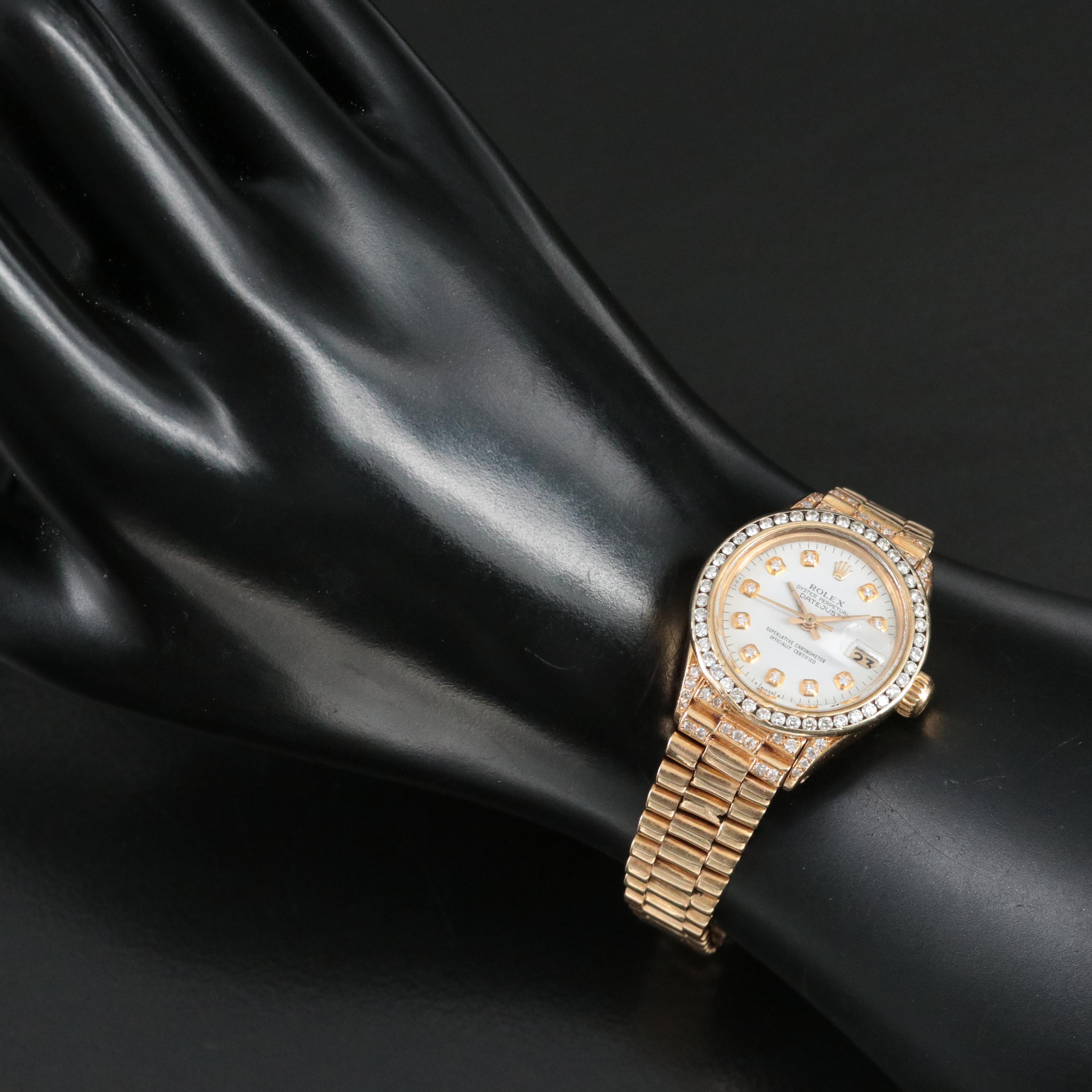 Rolex Datejust 6917 Custom 1.37 CTW Diamond Set 18K Gold Watch