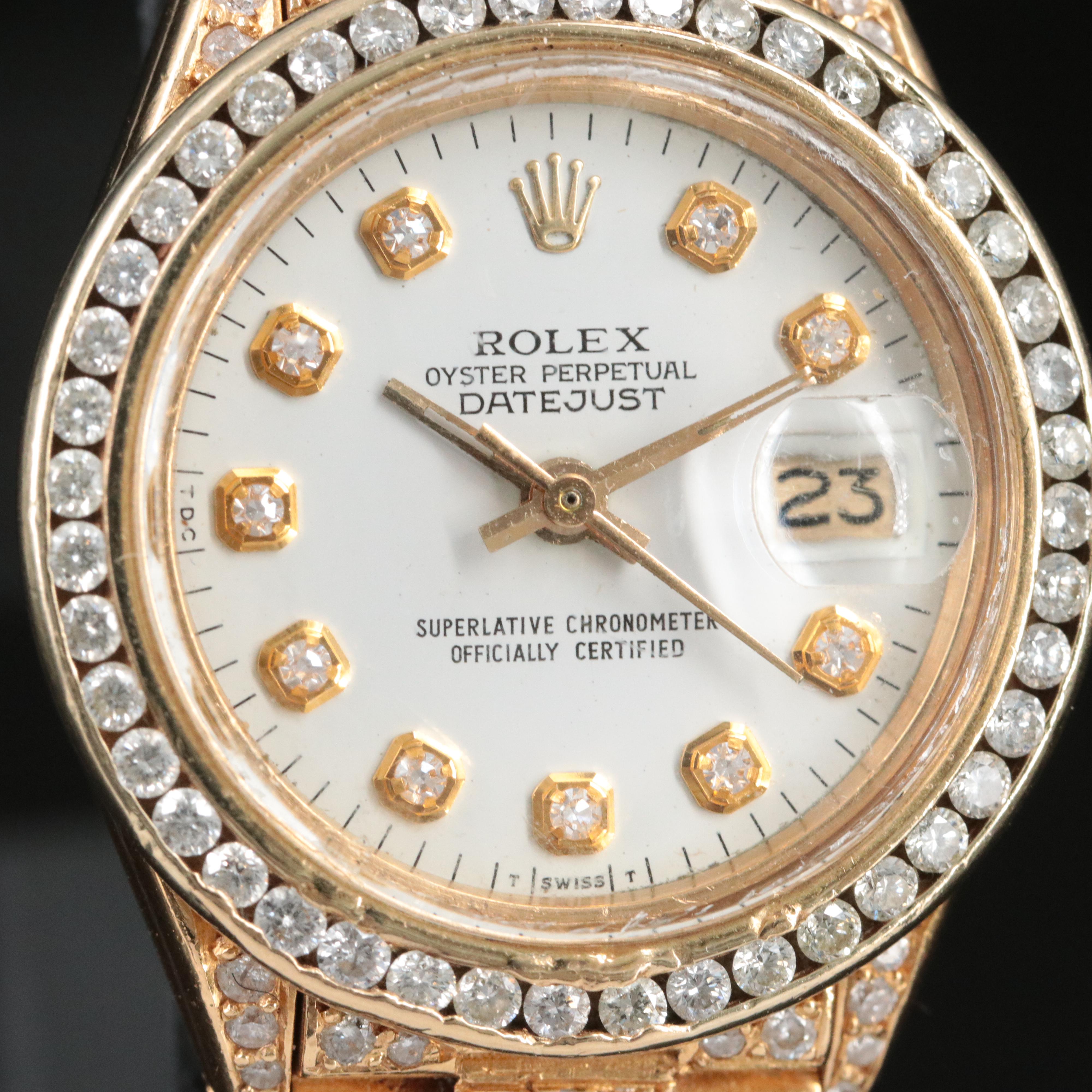 Rolex Datejust 6917 Custom 1.37 CTW Diamond Set 18K Gold Watch