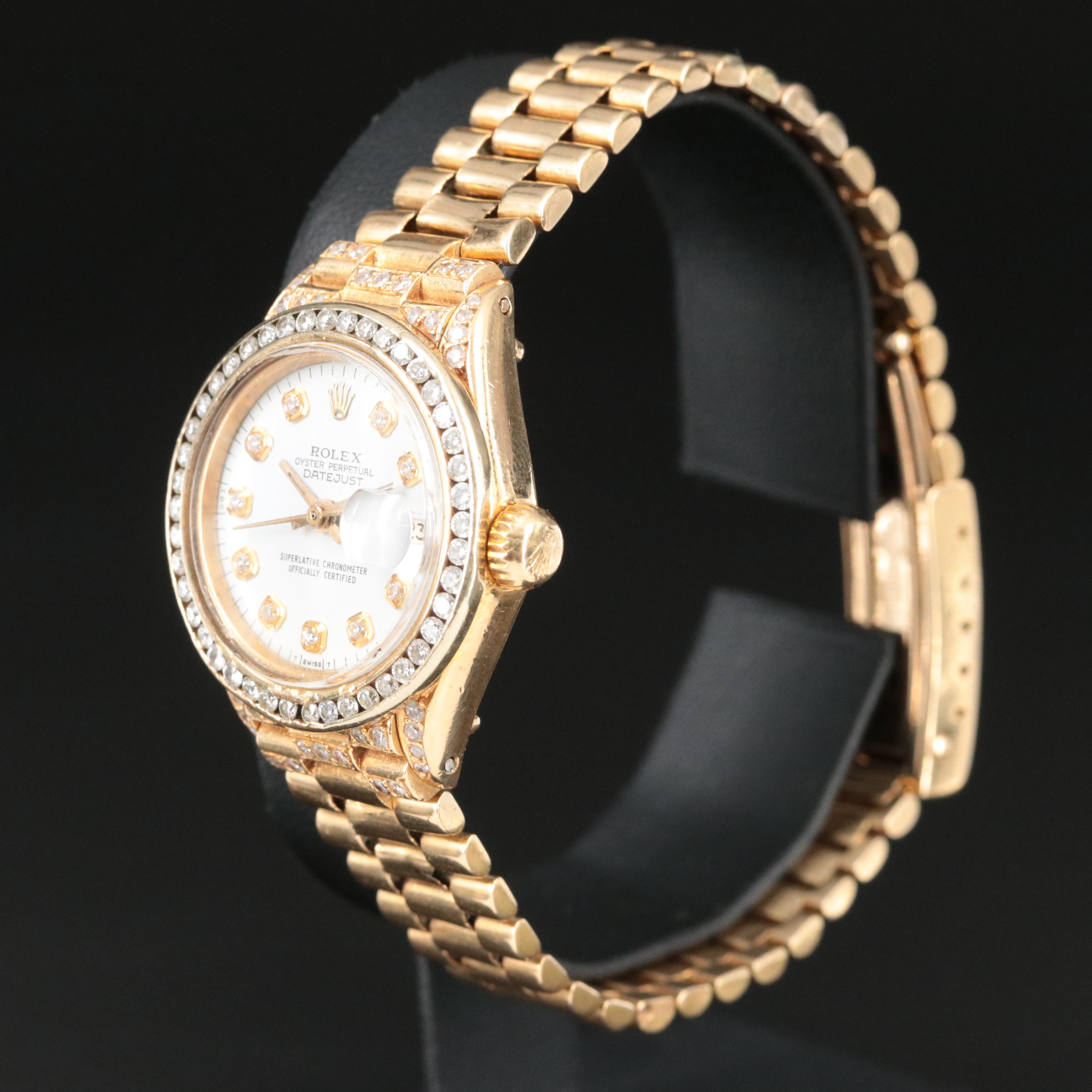 Rolex Datejust 6917 Custom 1.37 CTW Diamond Set 18K Gold Watch