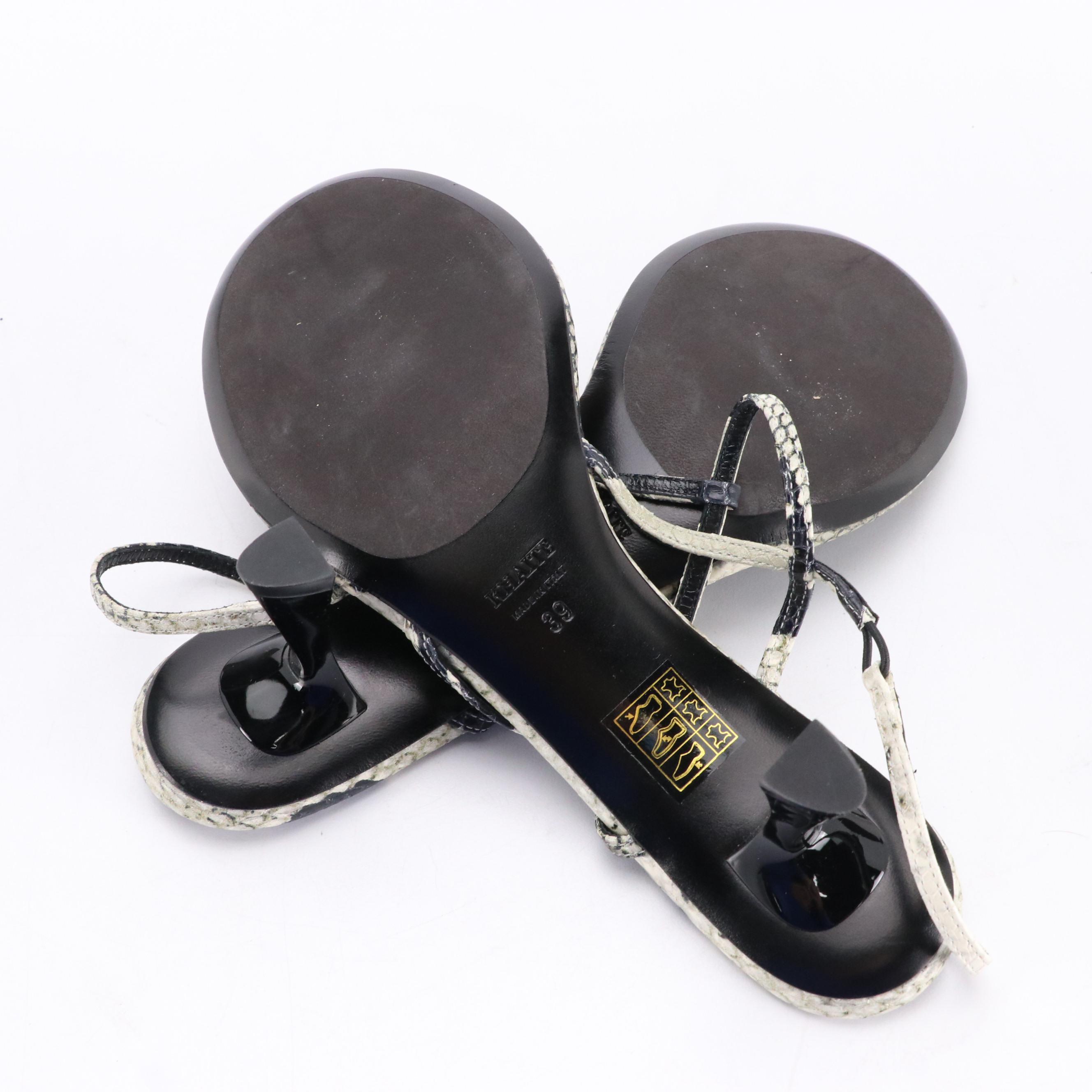 Khaite Linden 65 Python Effect Leather Slingback Sandals with Slanted Heels