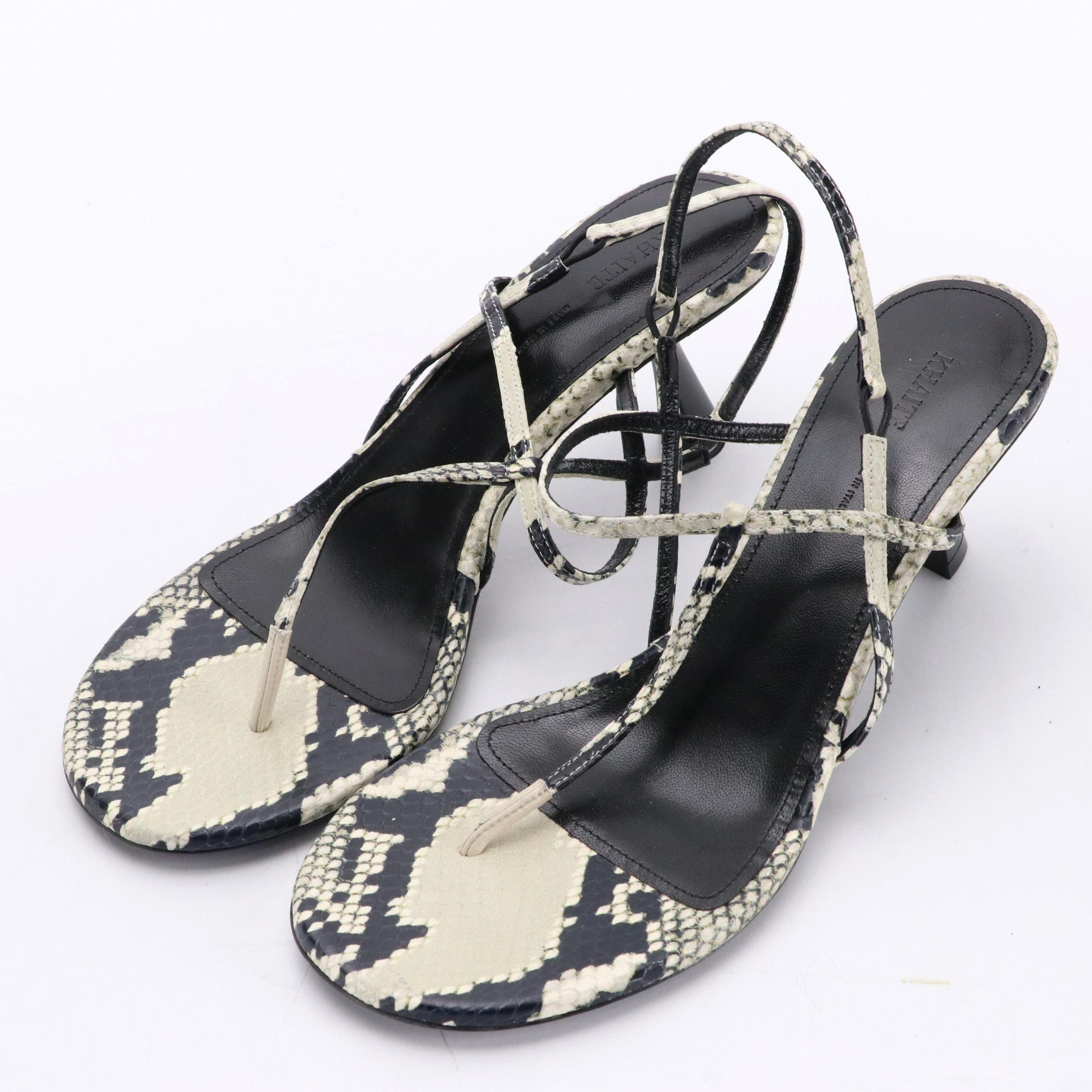 Khaite Linden 65 Python Effect Leather Slingback Sandals with Slanted Heels