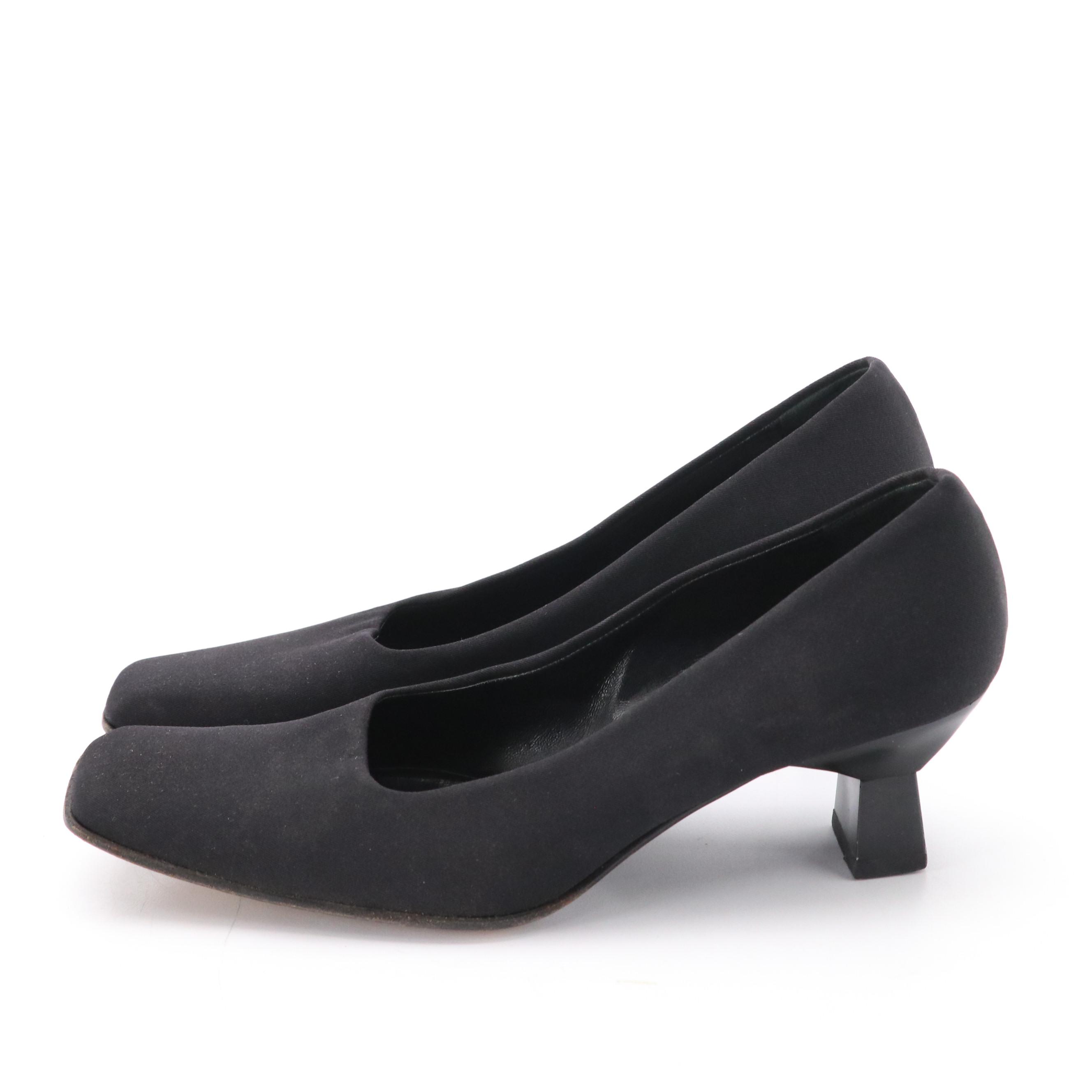 Prada Square Toe Textile Pumps