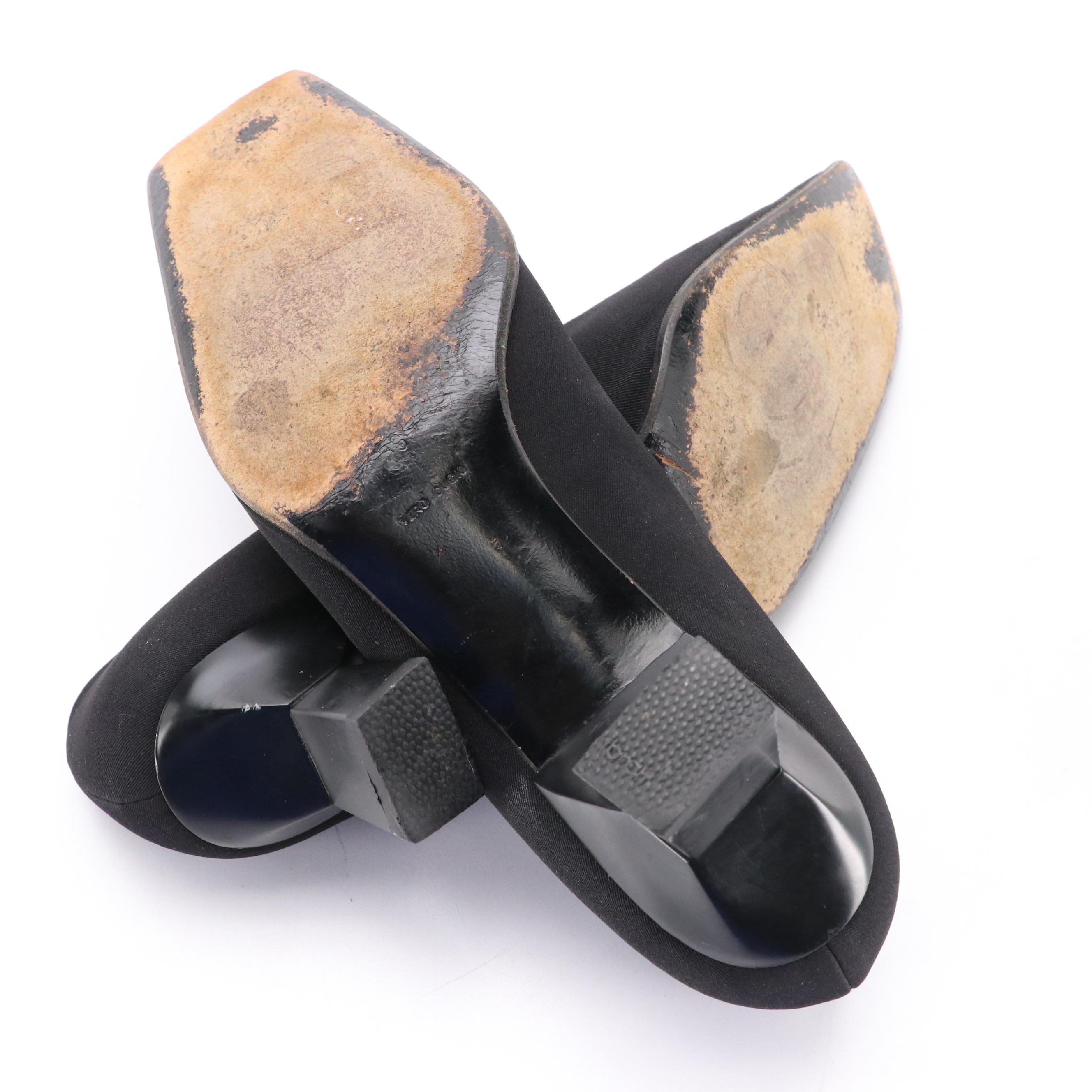 Prada Square Toe Textile Pumps