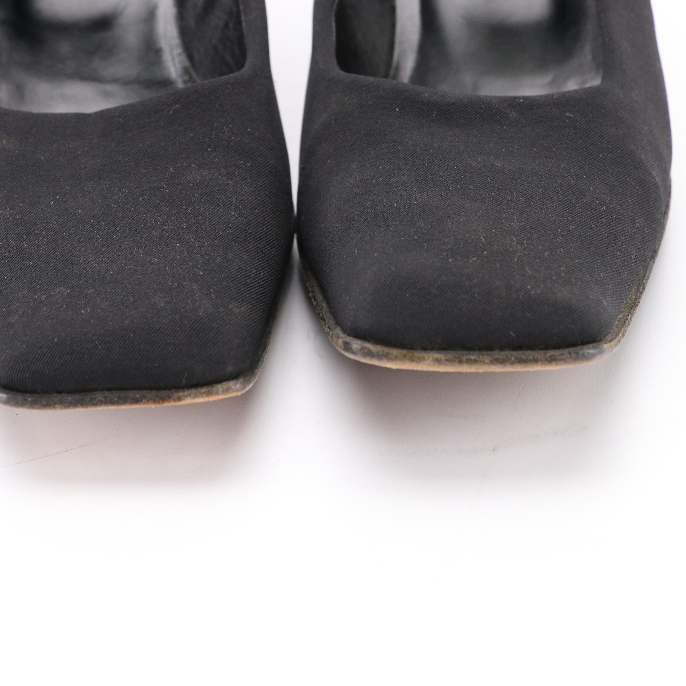 Prada Square Toe Textile Pumps