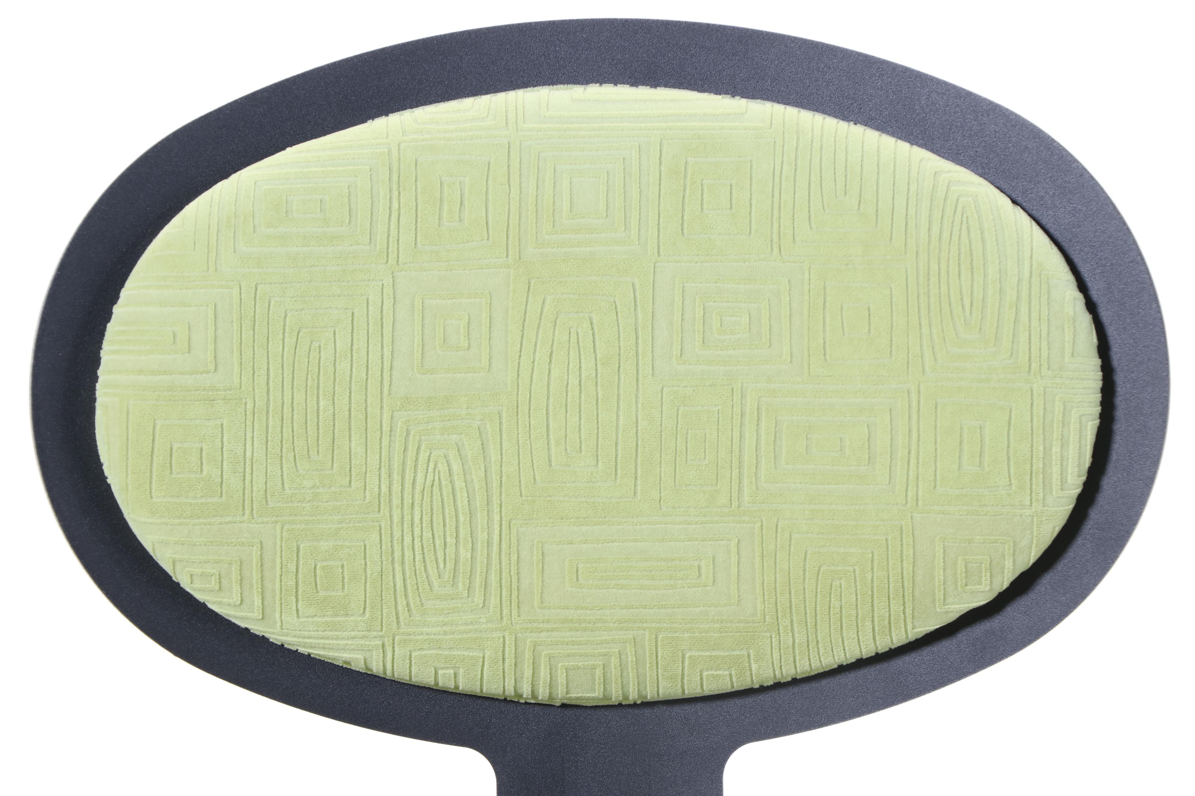 Pair of Amisco Industries Powder-Coated Metal and Upholstered Swivel Bar Stools