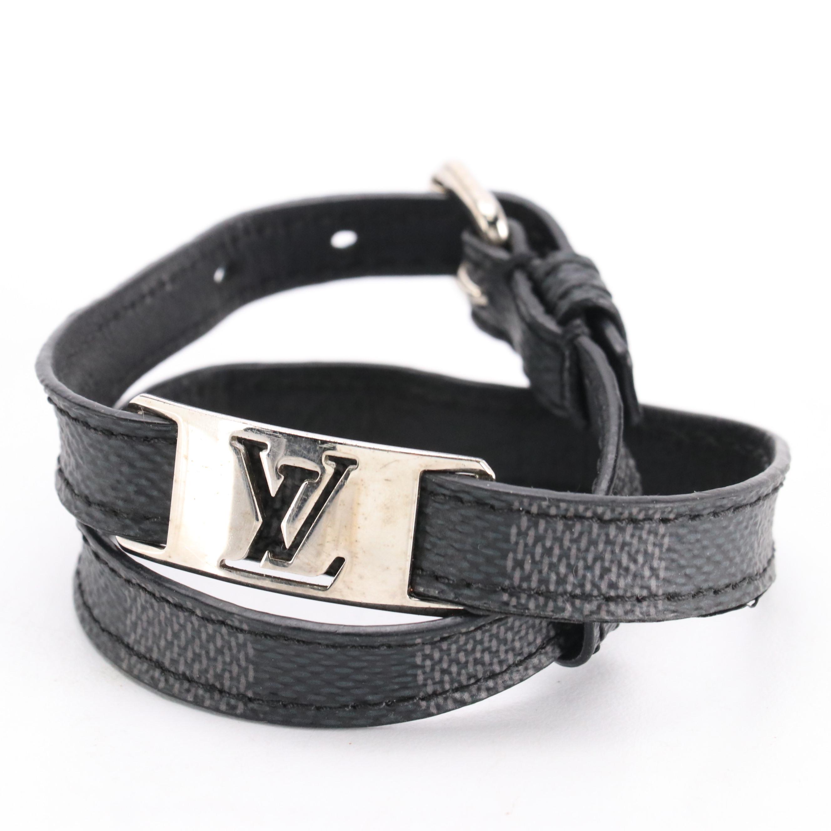 Louis Vuitton "Sign It" Bracelet in Damier Graphite Coated Canvas