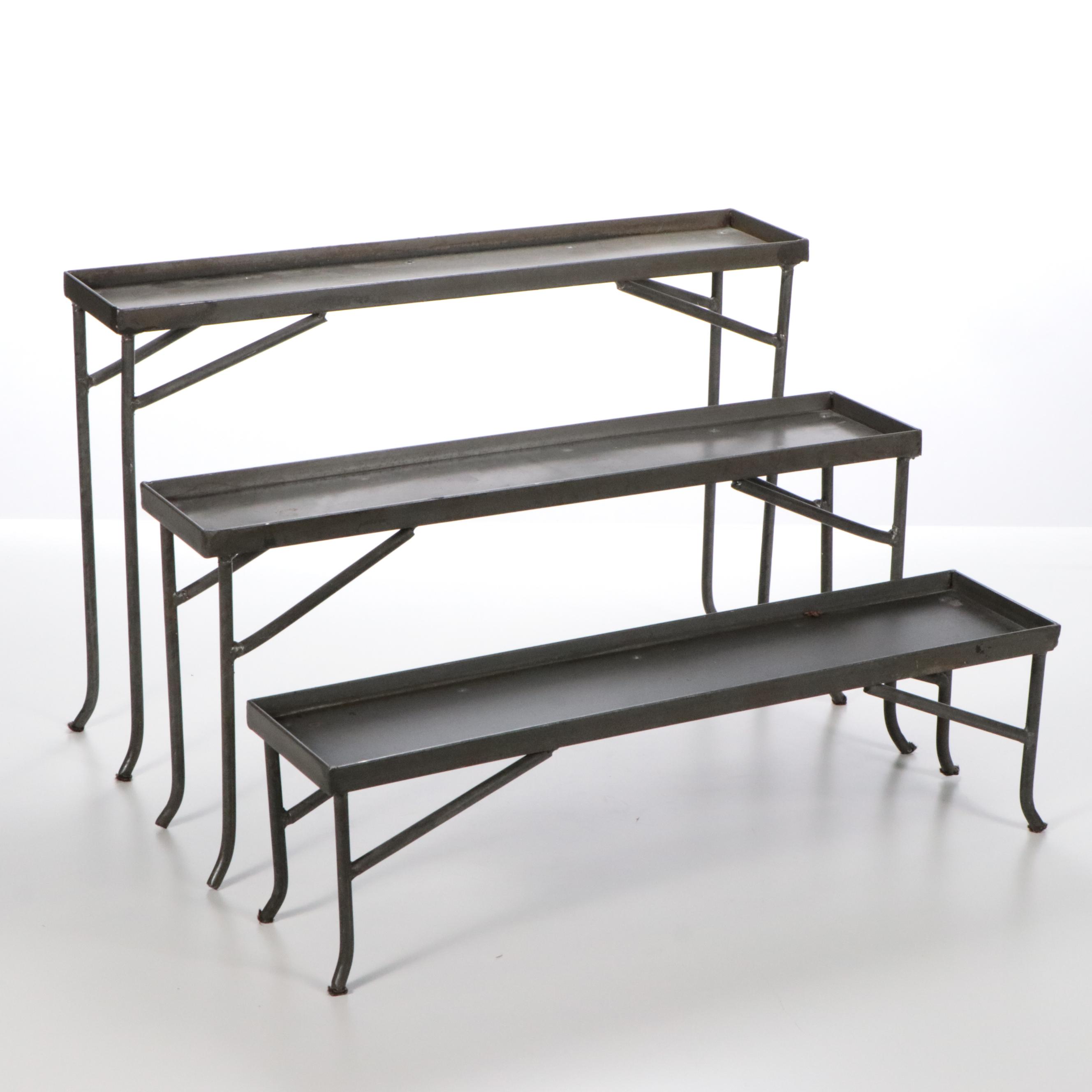 HomArt Metal Plant Stands with Artificial Orchids and More Faux Plants