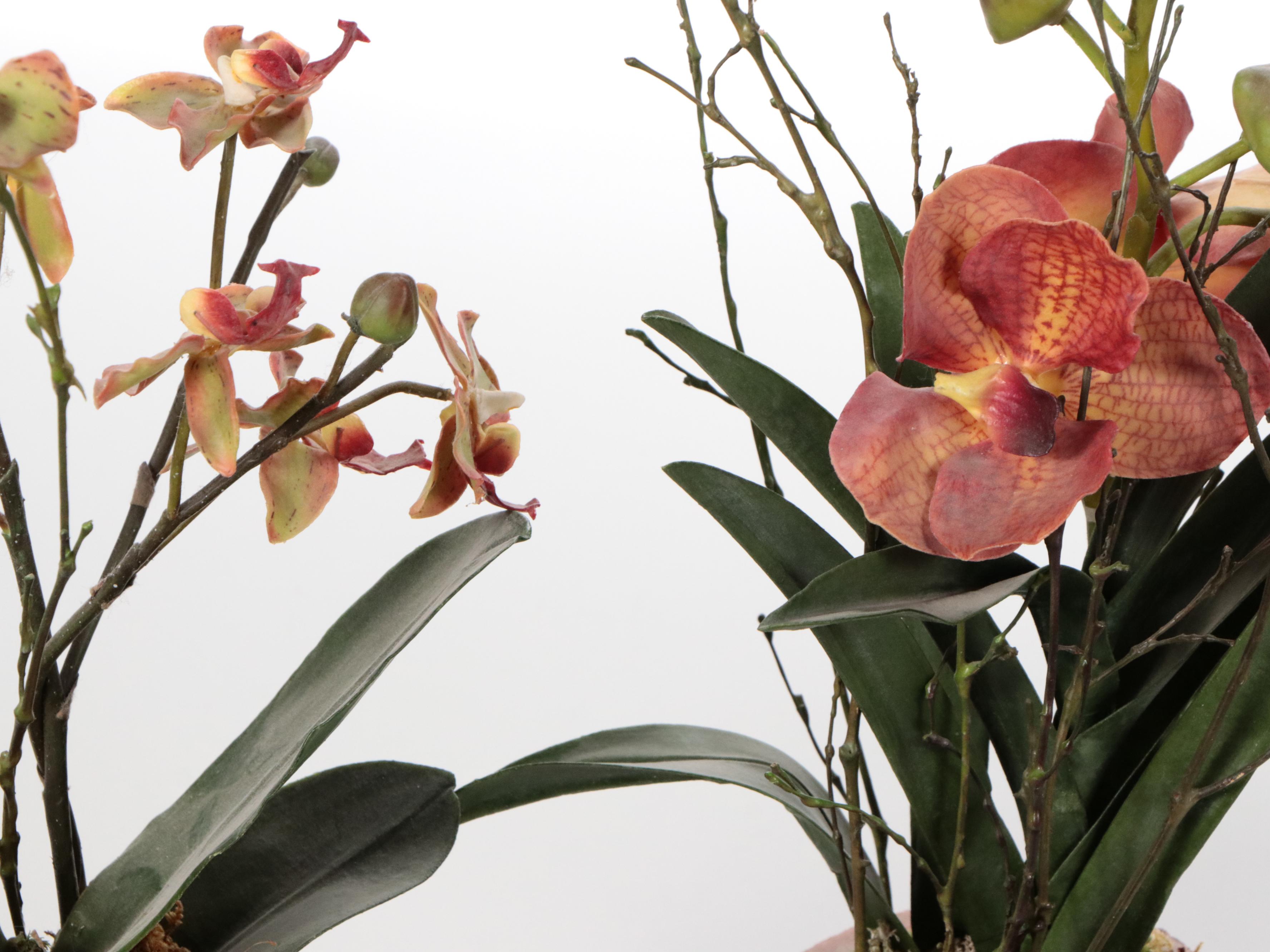 HomArt Metal Plant Stands with Artificial Orchids and More Faux Plants