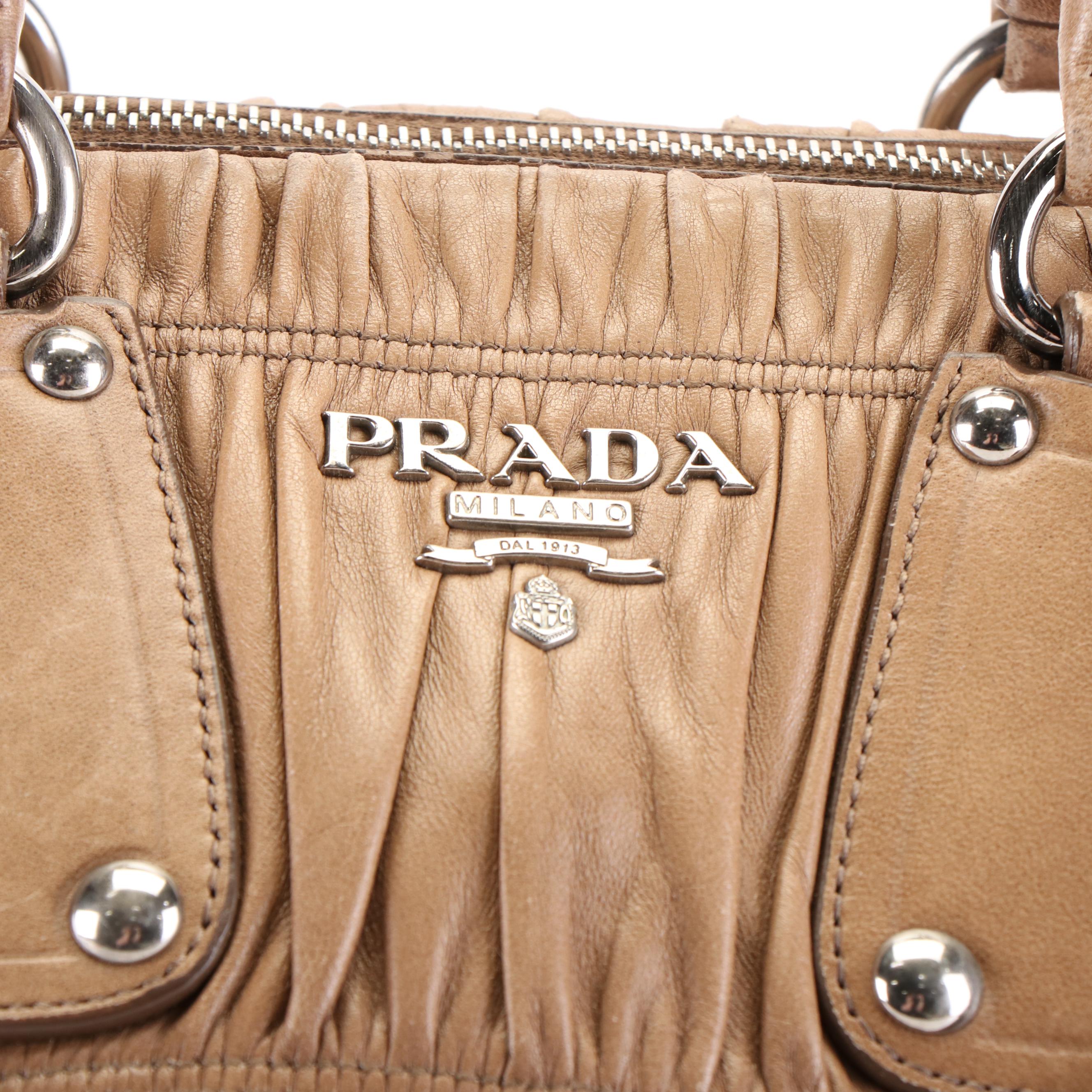 Prada Capretto Gaufre Brown Napa Leather Satchel