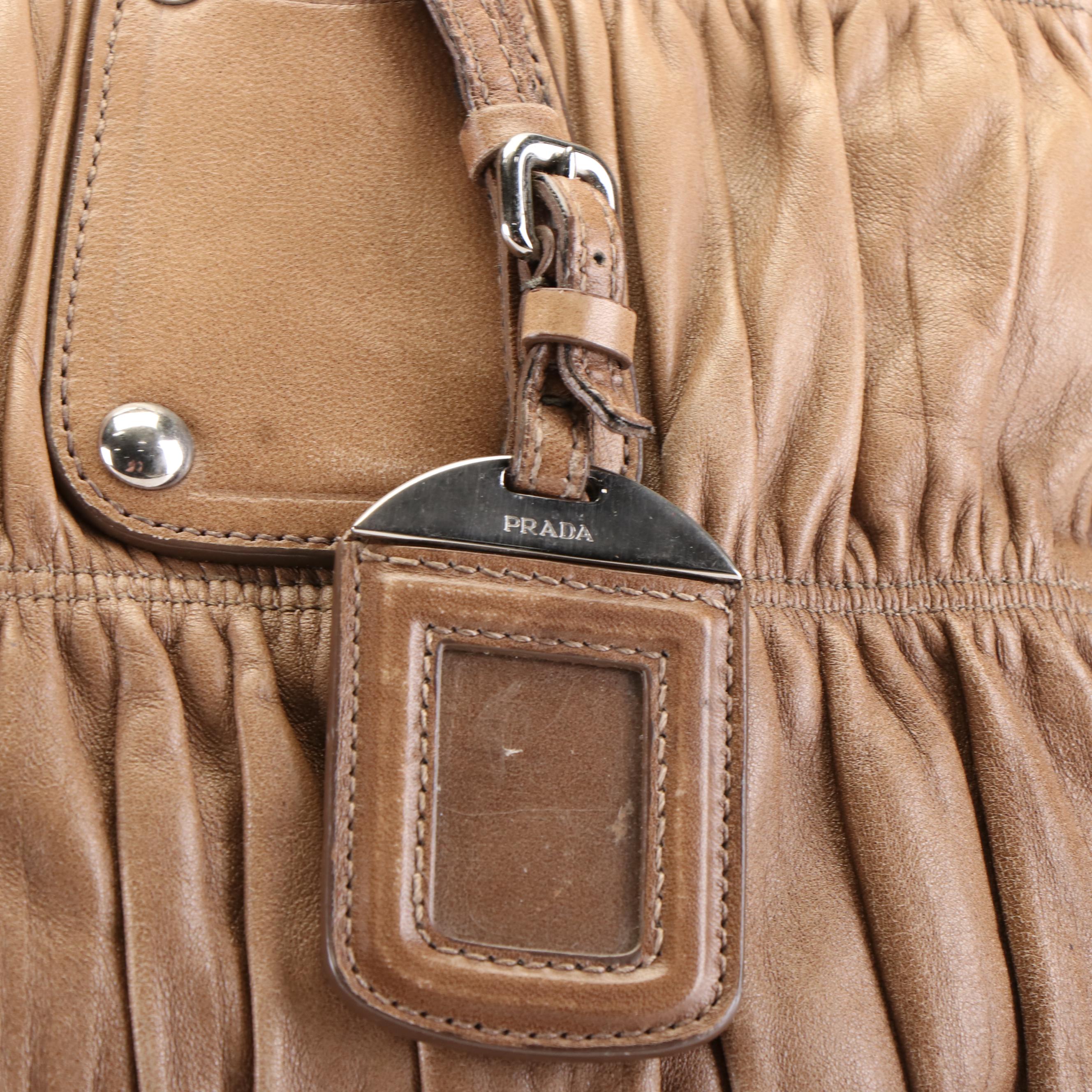 Prada Capretto Gaufre Brown Napa Leather Satchel