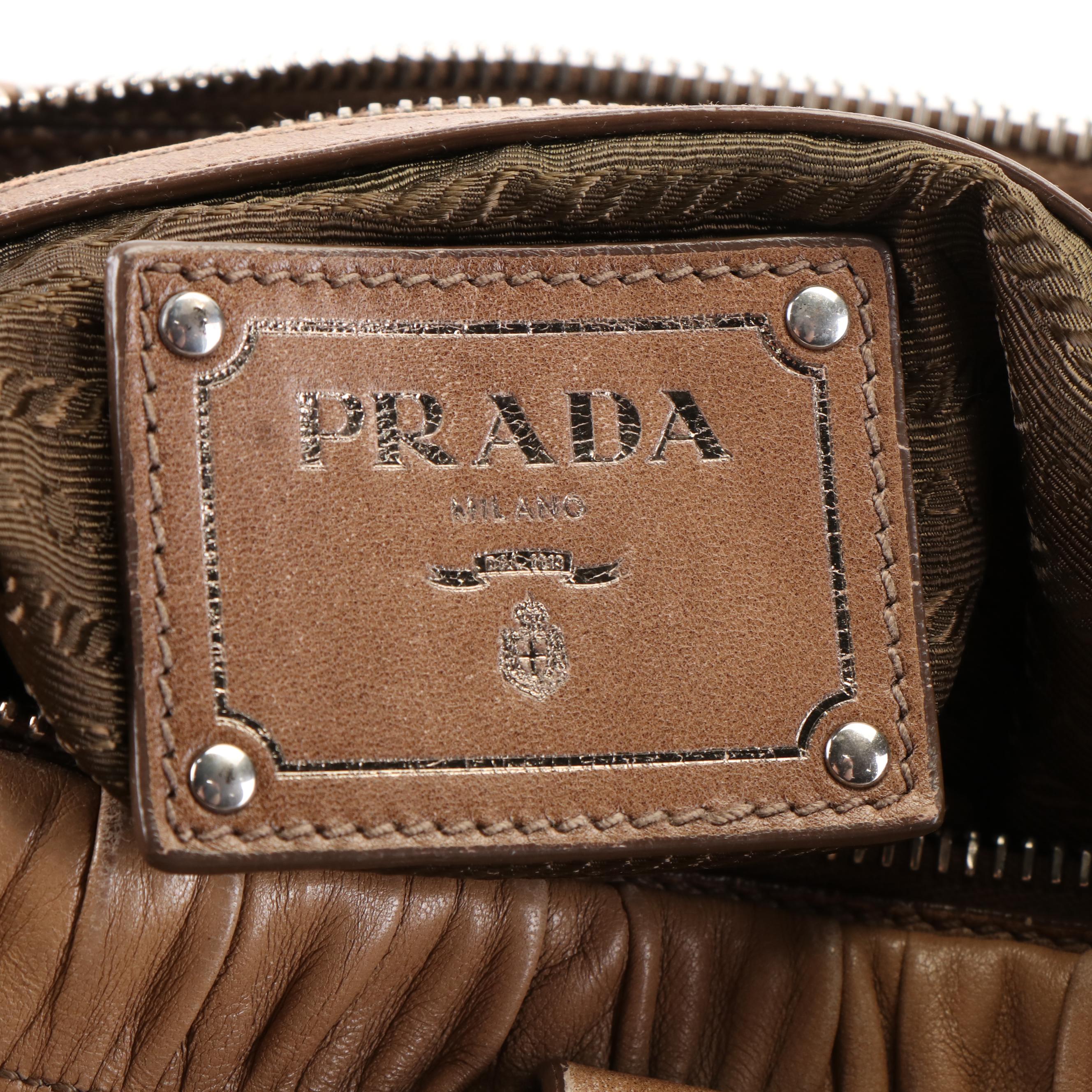 Prada Capretto Gaufre Brown Napa Leather Satchel
