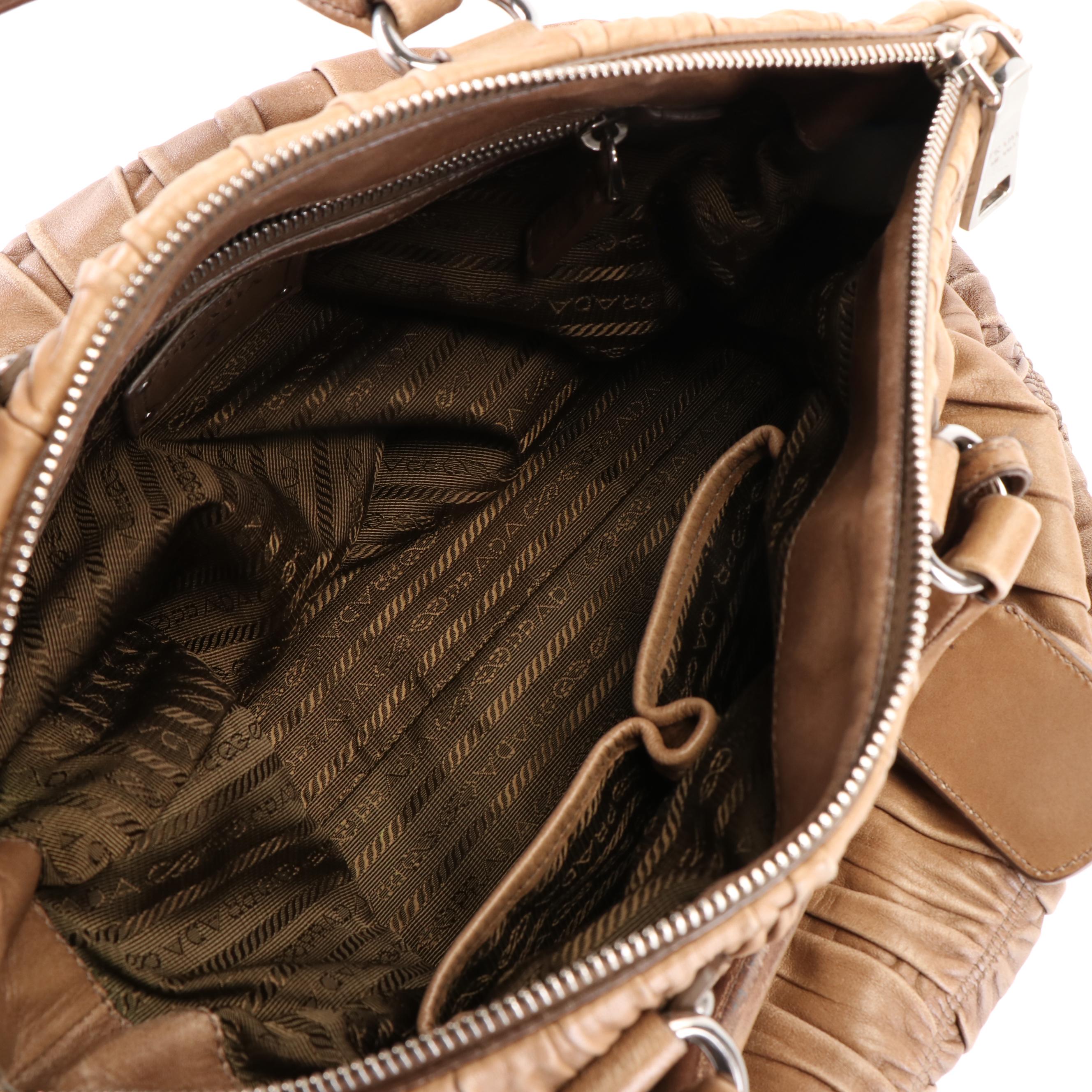 Prada Capretto Gaufre Brown Napa Leather Satchel