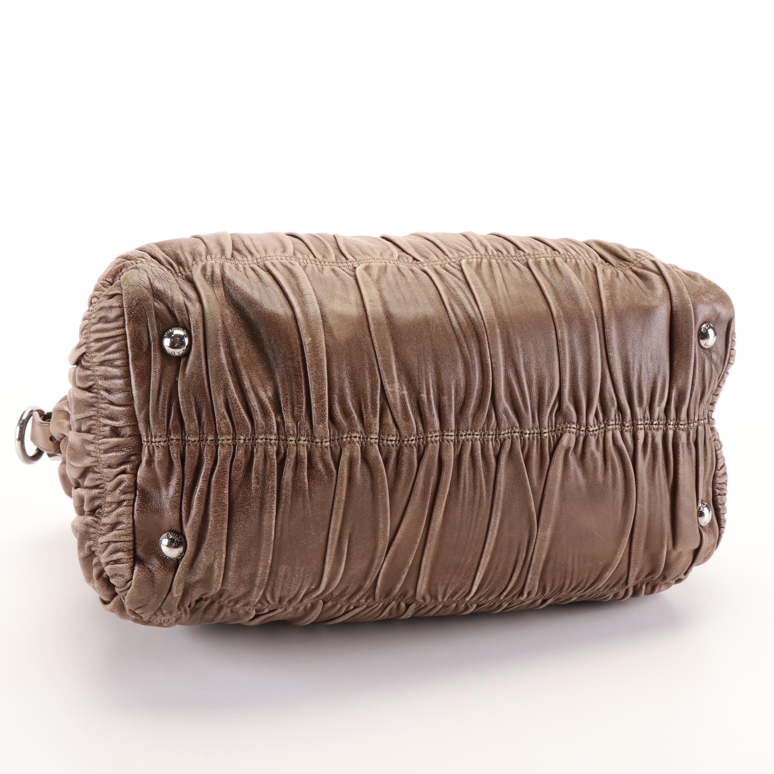 Prada Capretto Gaufre Brown Napa Leather Satchel