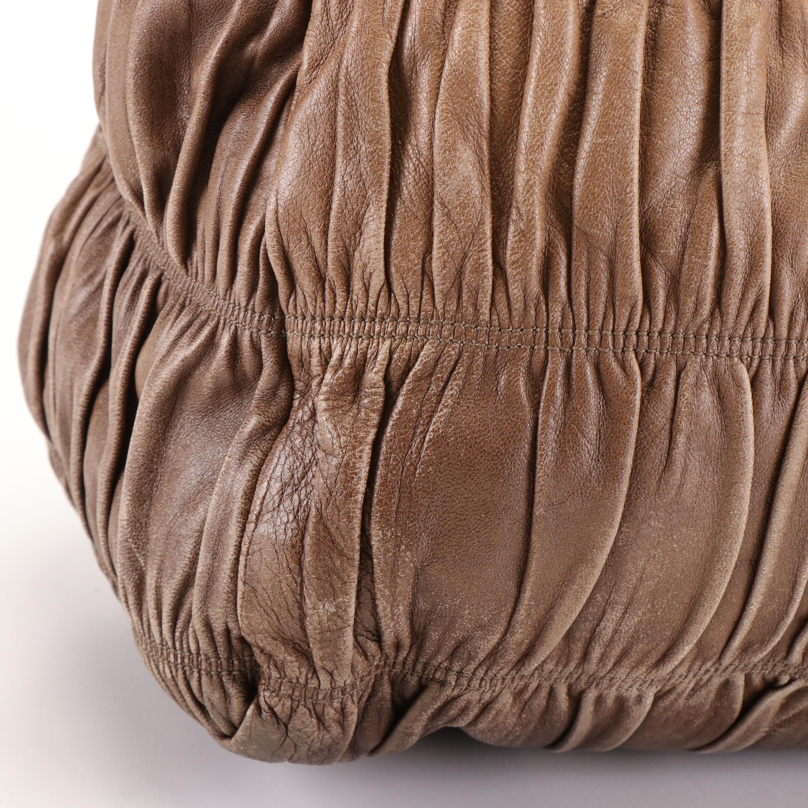 Prada Capretto Gaufre Brown Napa Leather Satchel