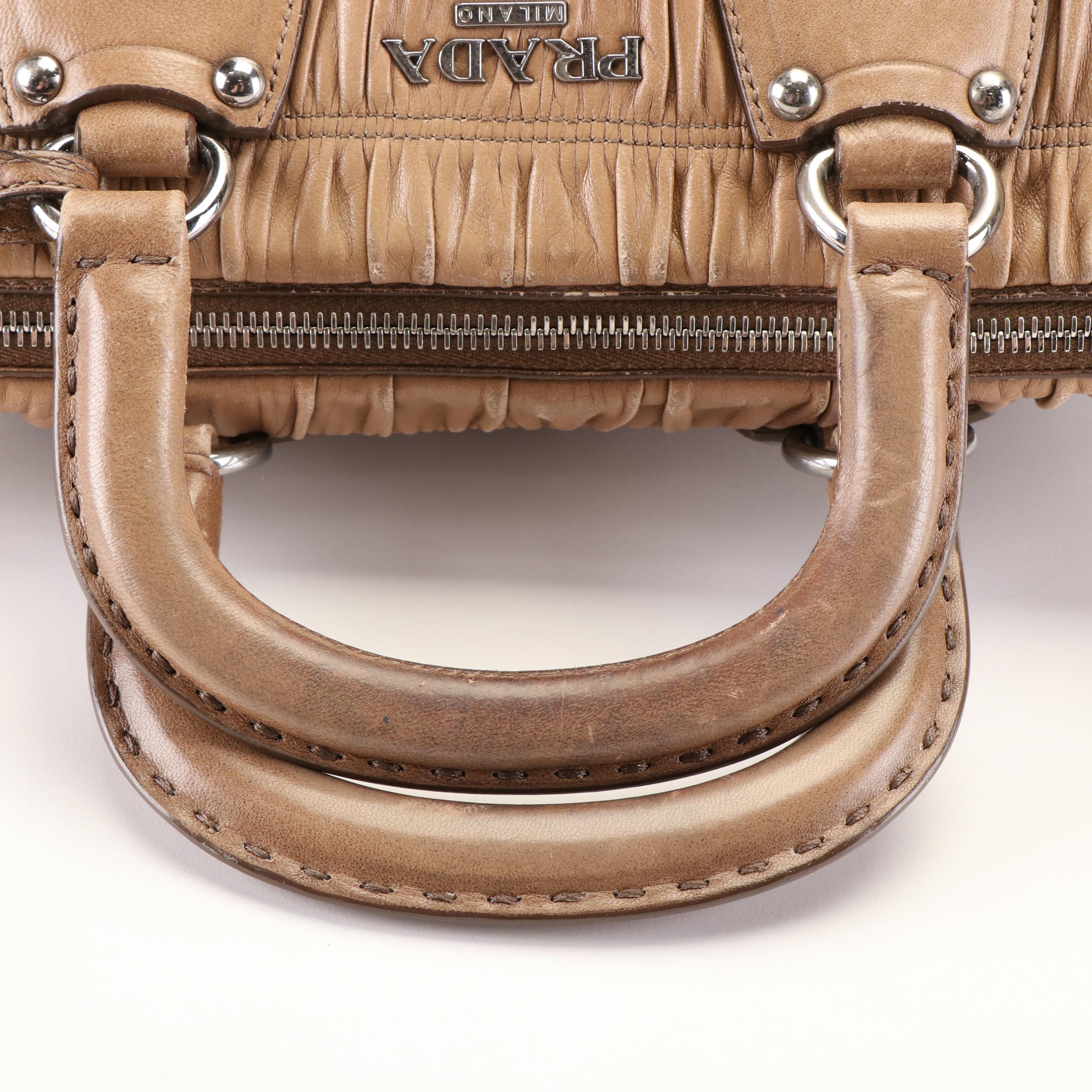 Prada Capretto Gaufre Brown Napa Leather Satchel