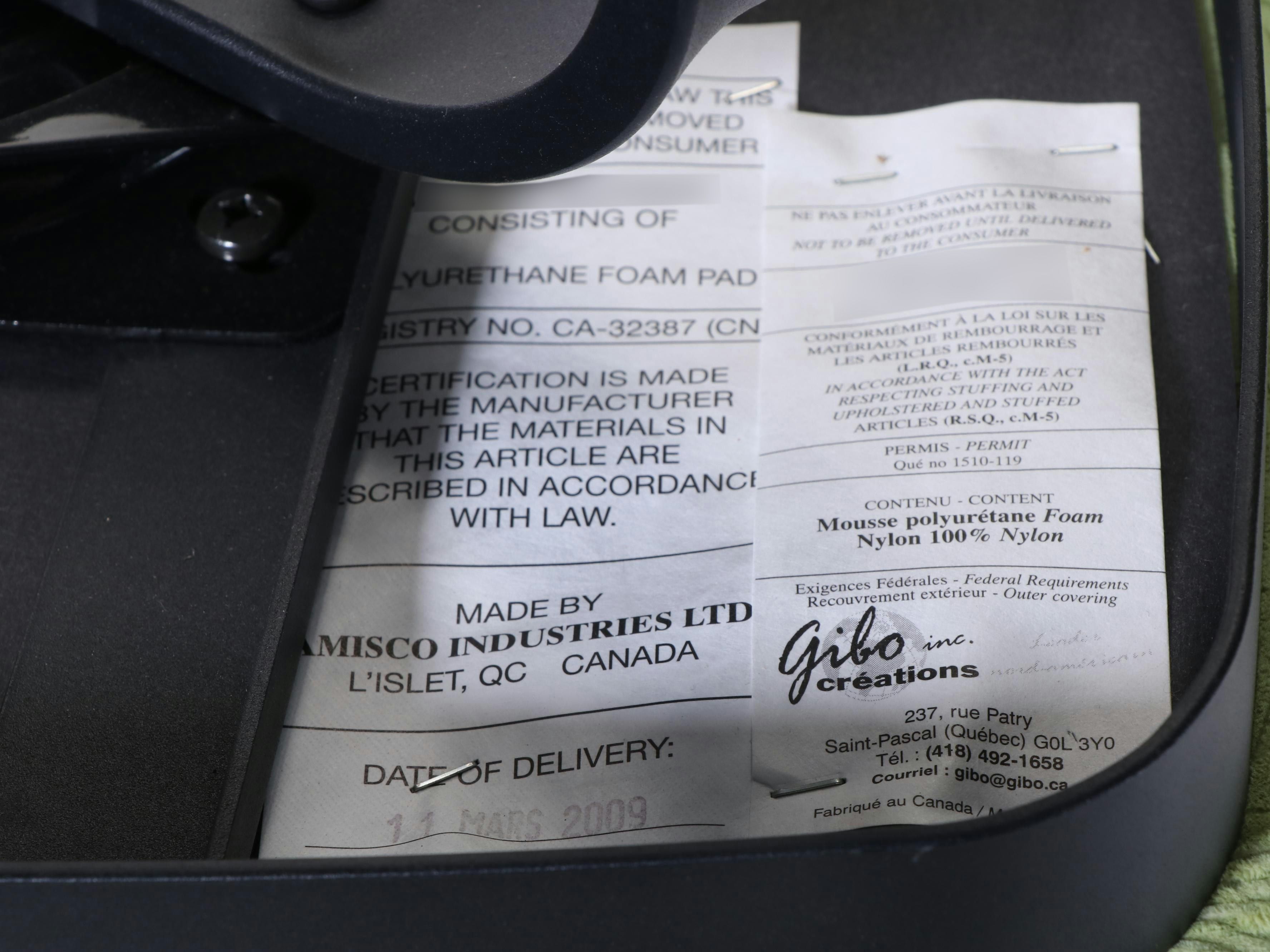 Pair of Amisco Industries Powder-Coated Metal and Upholstered Swivel Bar Stools