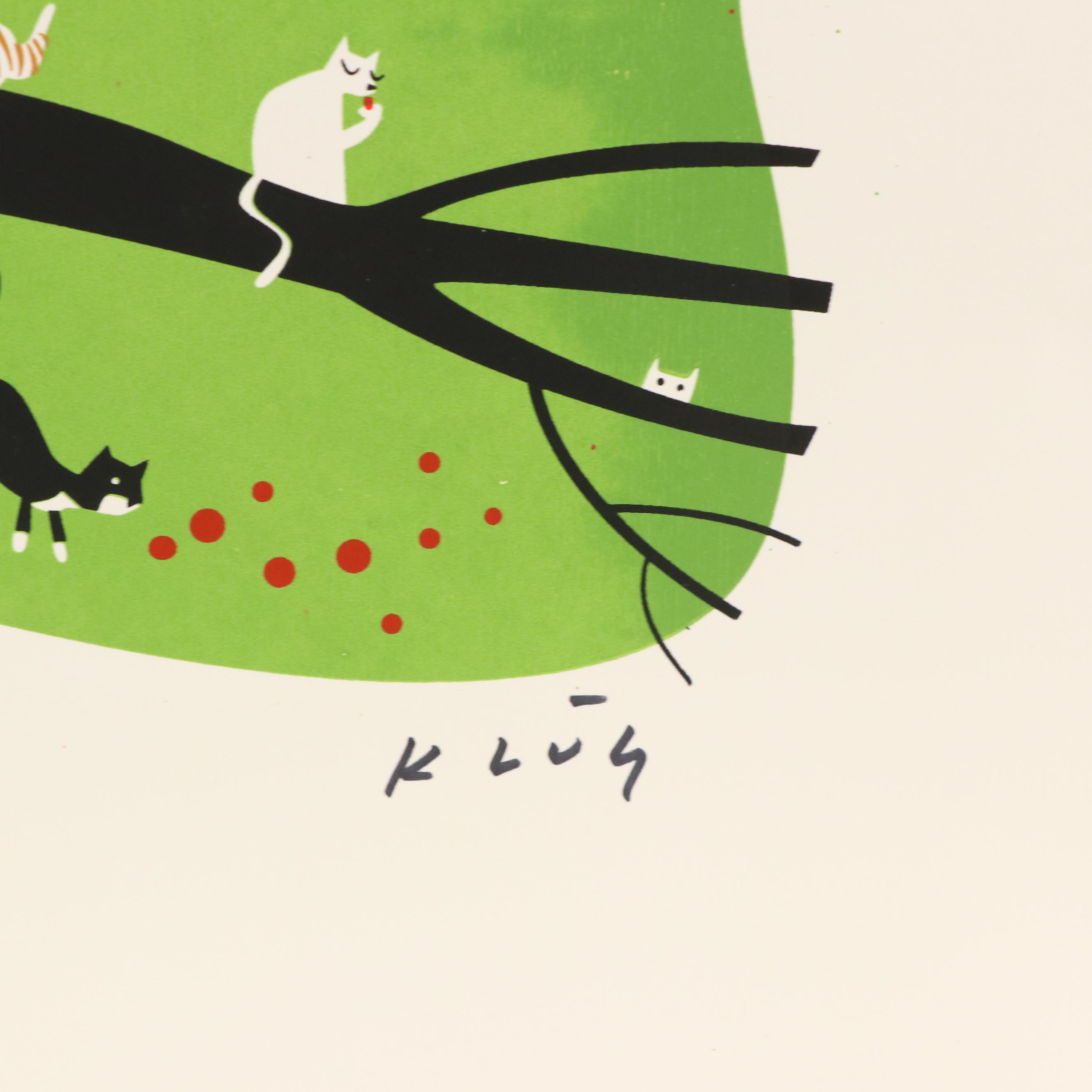 David “Dave” Klüg Stylized Hunting Scene Serigraph, 21st Century