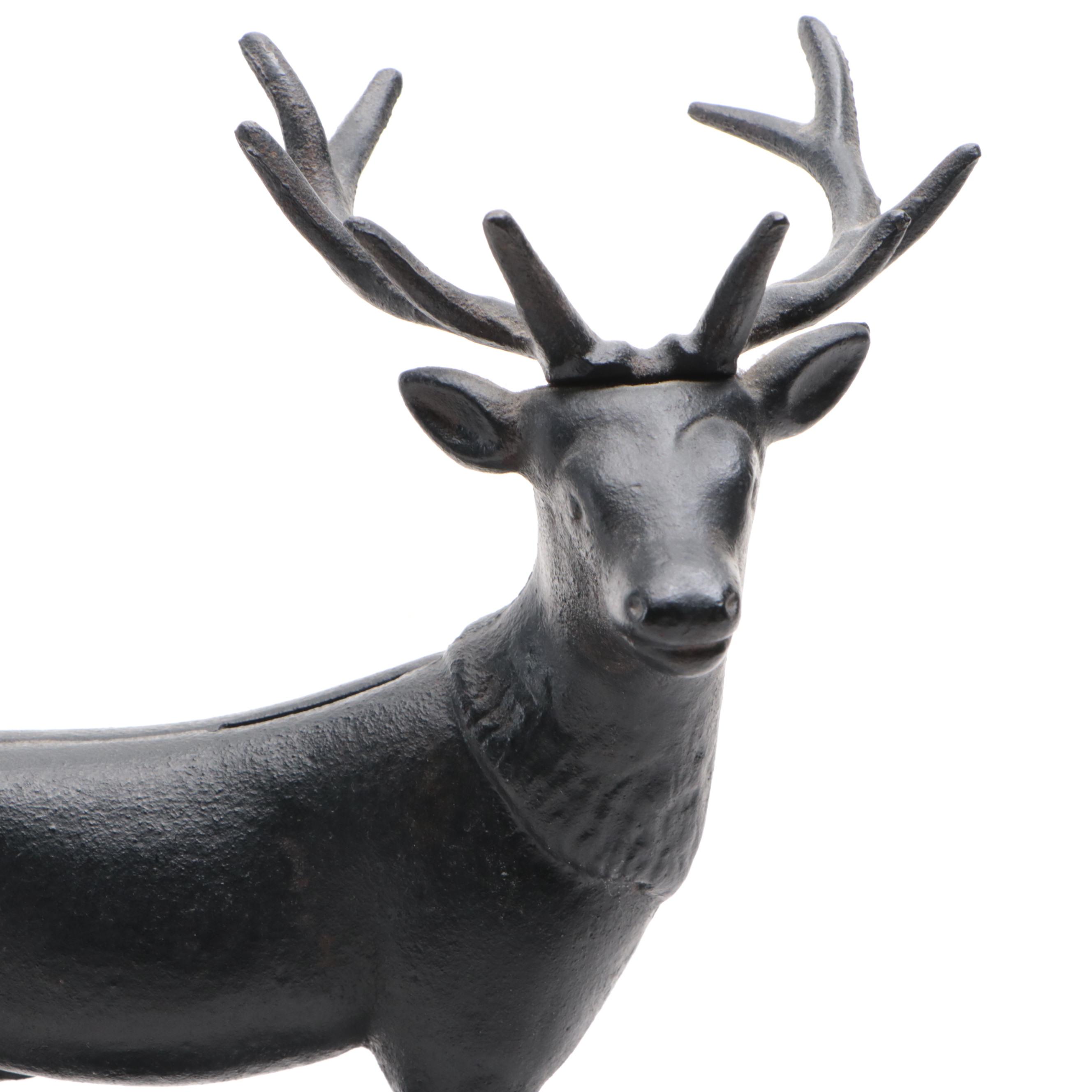 Cast Iron Stag Coin Bank, Mid-20th Century