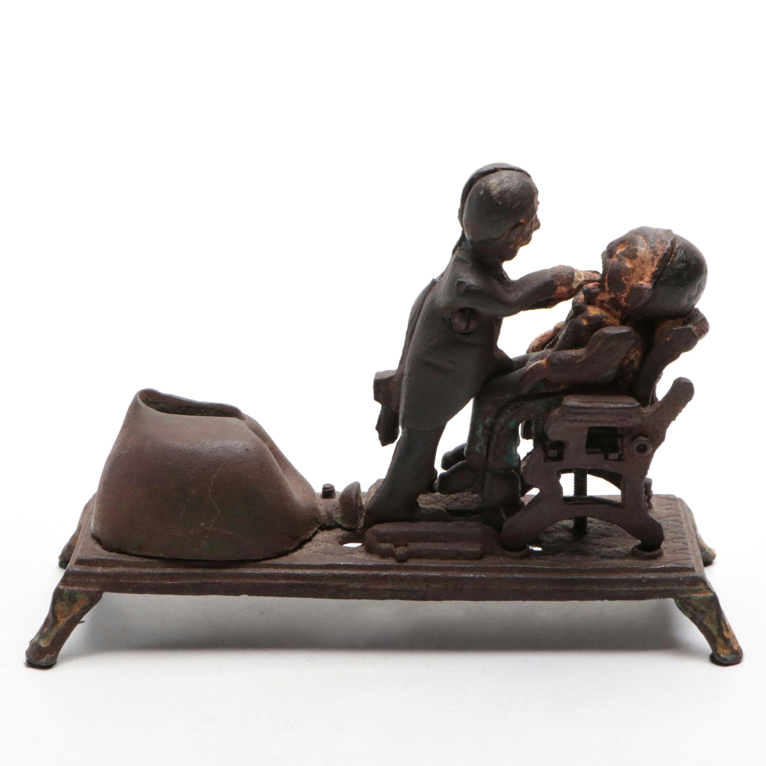 Cast Iron Dentist Mechanical Coin Bank, Early to Mid-20th Century
