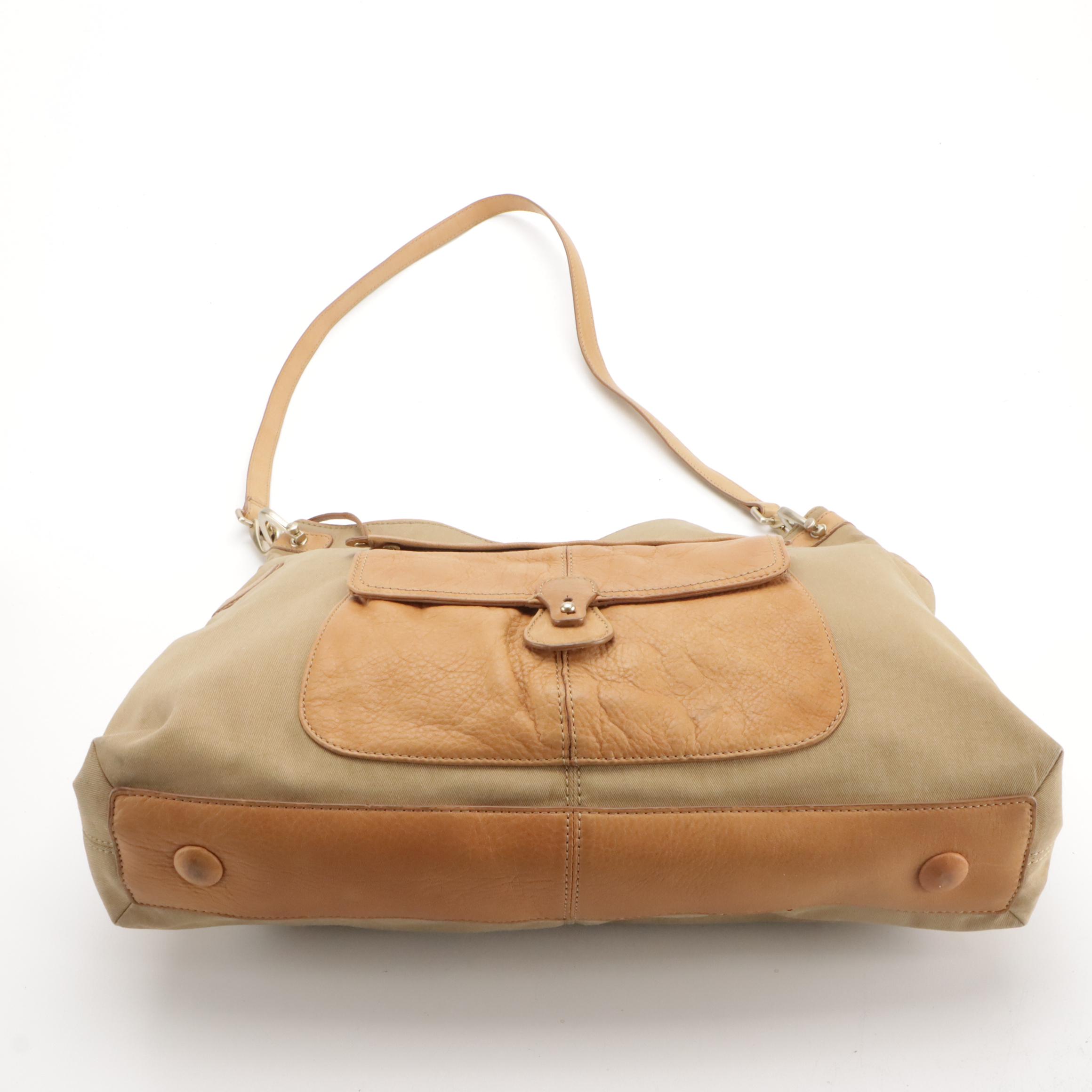 Liz Claiborne Canvas & Leather Tote Bag, Sigrid Olsen Green Leather Shoulder Bag