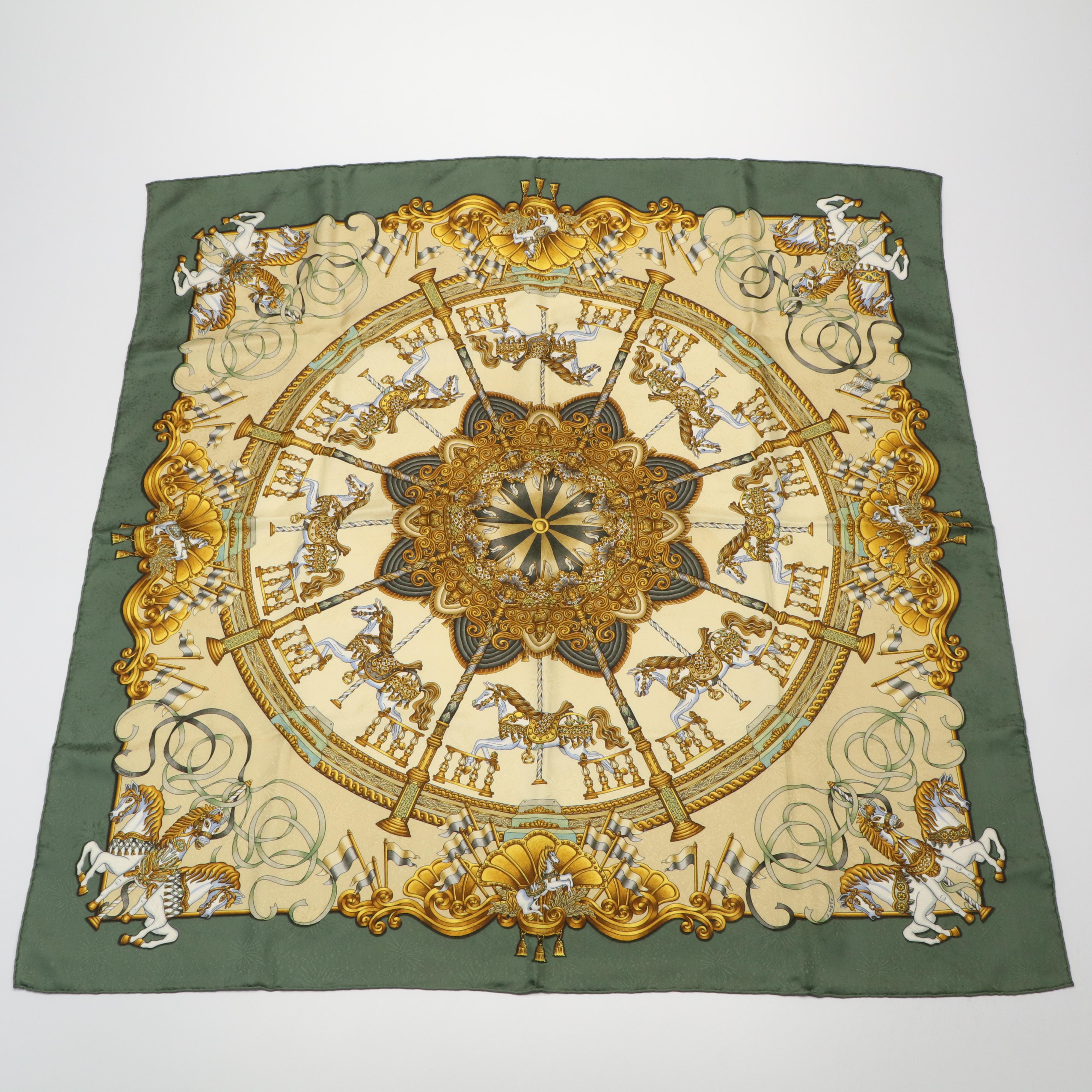 Hermès Luna Park Multicolored Silk Twill Scarf