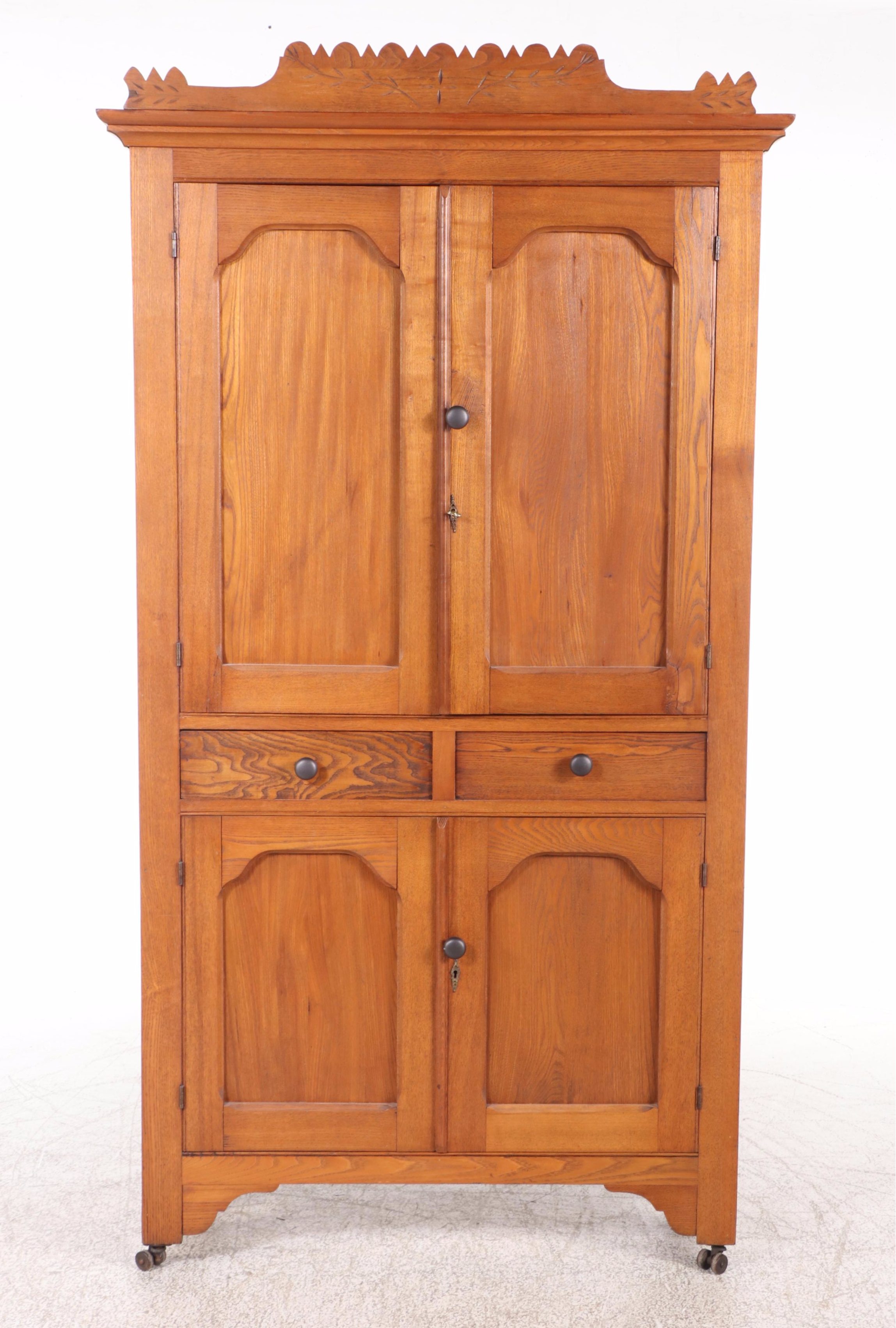 American Primitive Oak and Ash Pie Safe Cupboard, Late 19th/Early 20th Century