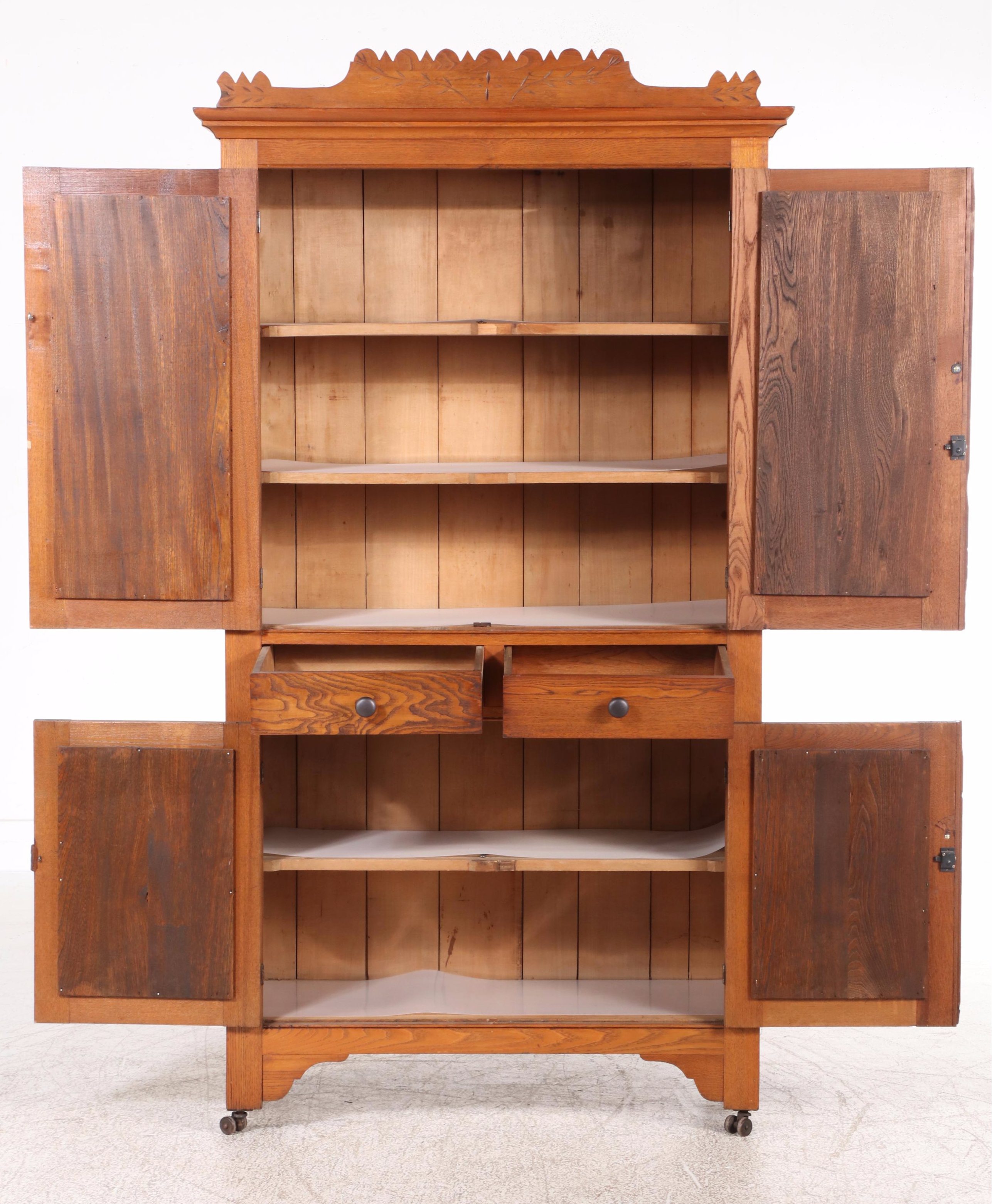 American Primitive Oak and Ash Pie Safe Cupboard, Late 19th/Early 20th Century