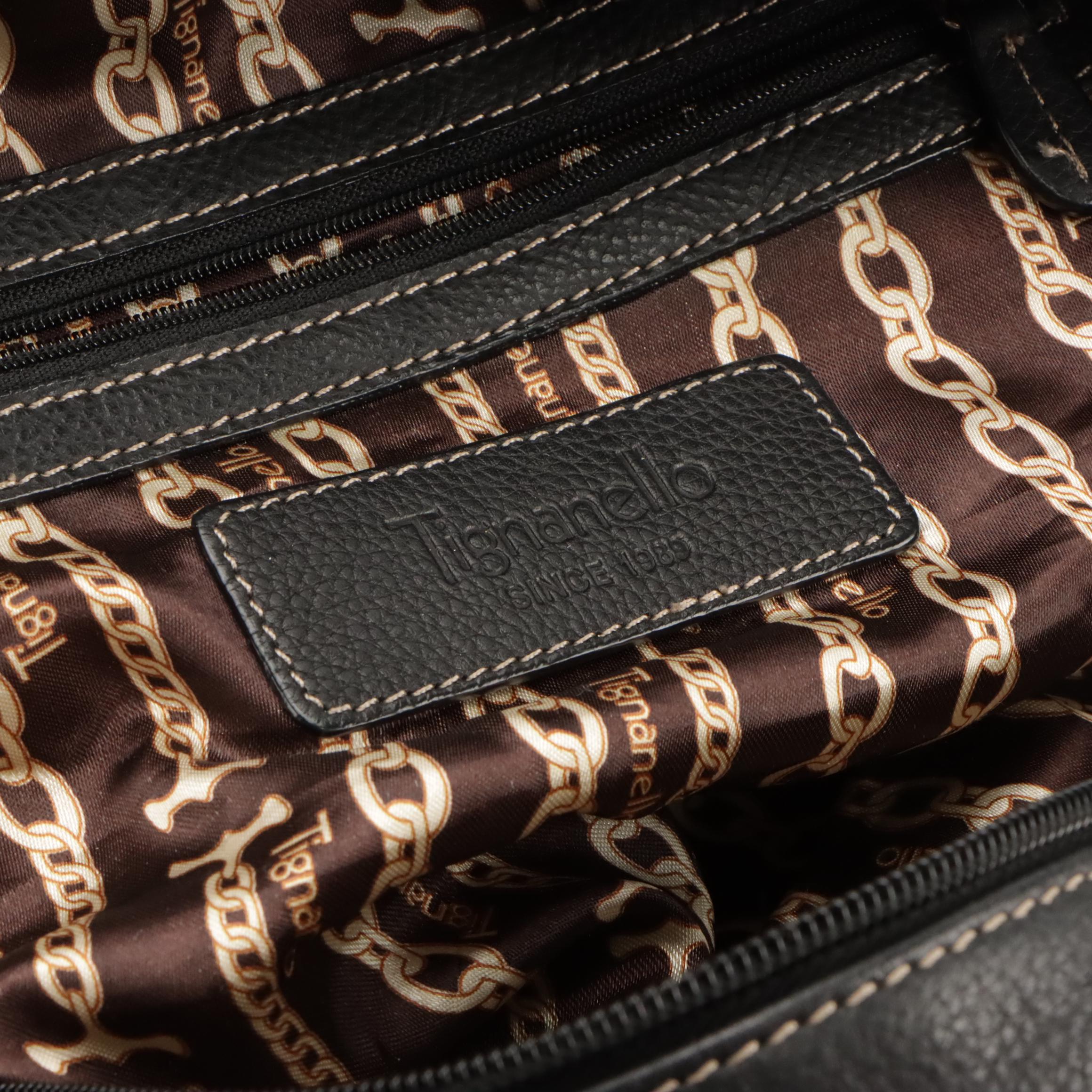 Tignanello Black Leather Shoulder Bag and Nuovedive Yellow Leather Hobo Bag