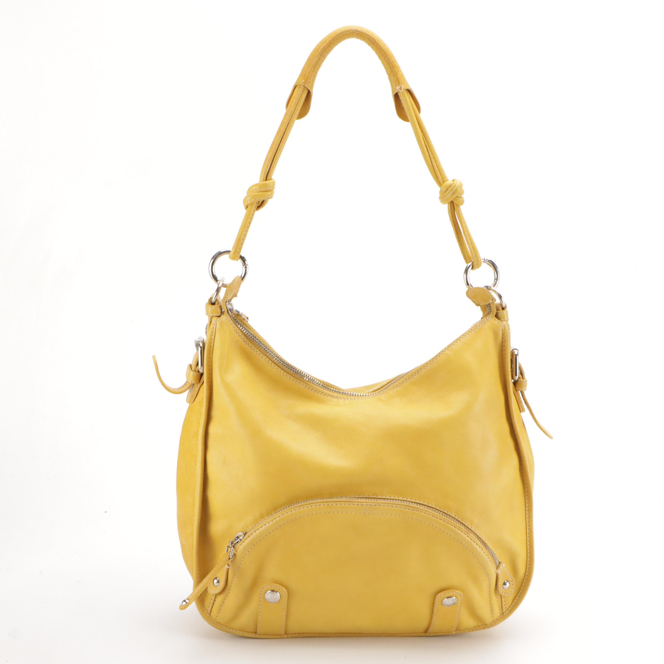 Tignanello Black Leather Shoulder Bag and Nuovedive Yellow Leather Hobo Bag
