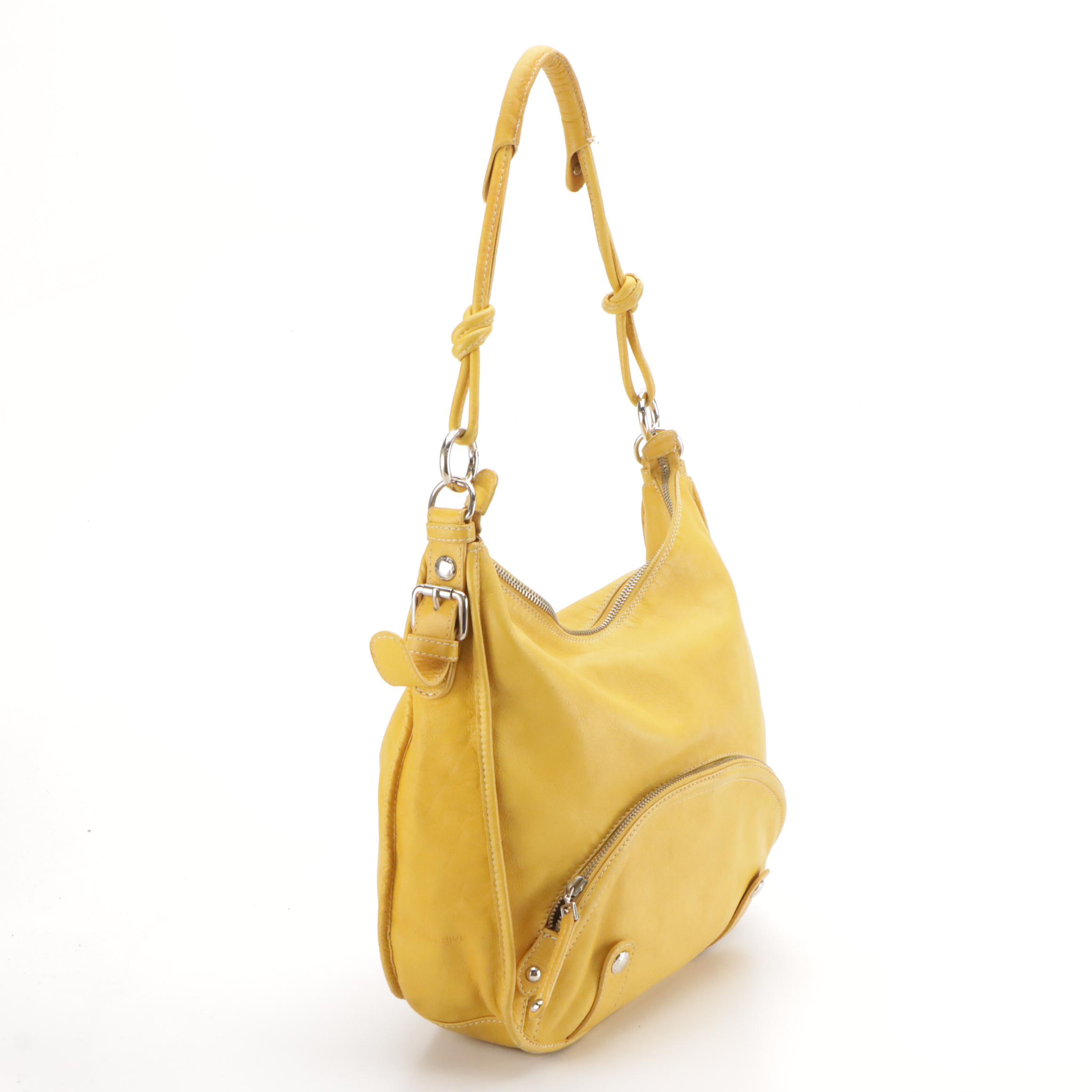Tignanello Black Leather Shoulder Bag and Nuovedive Yellow Leather Hobo Bag