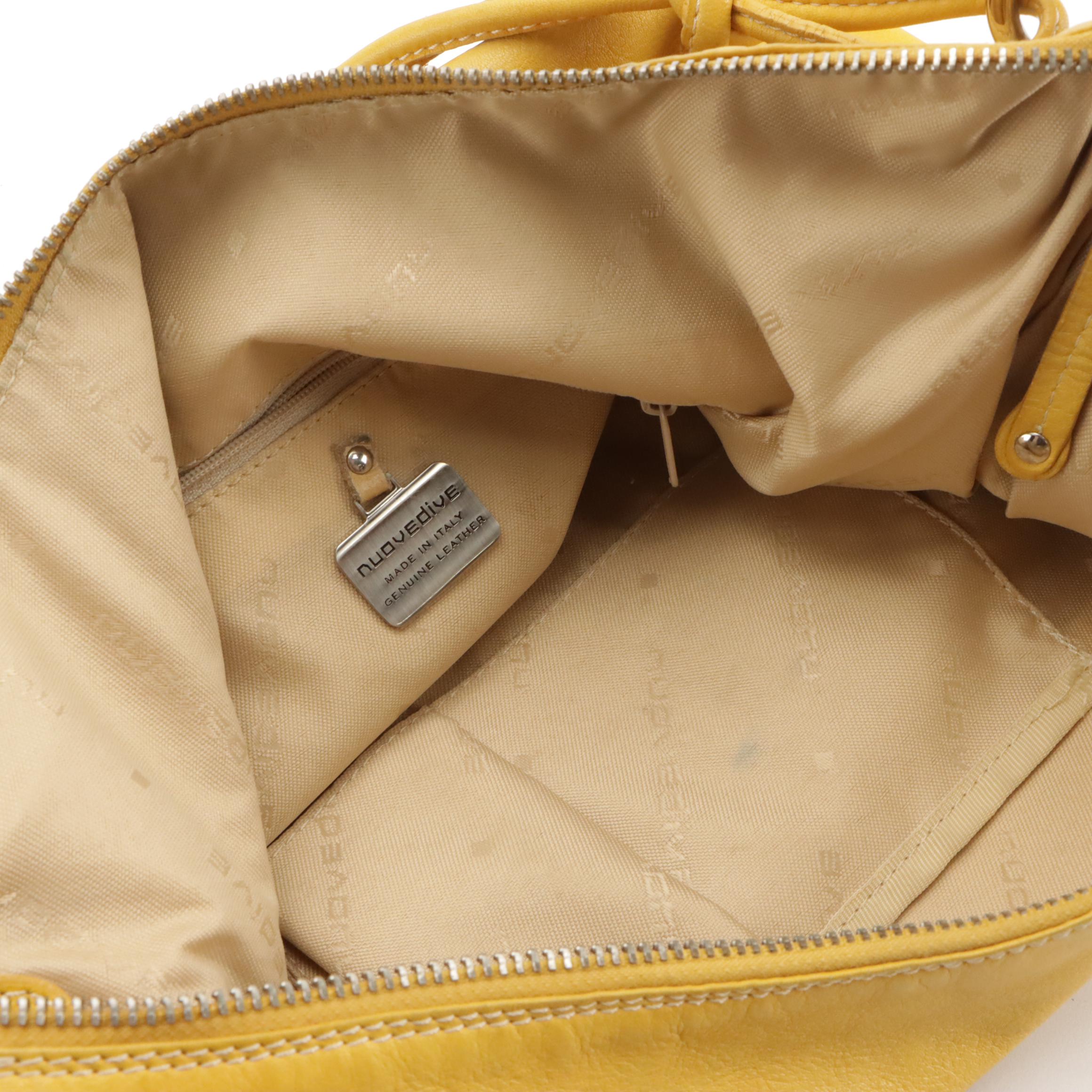 Tignanello Black Leather Shoulder Bag and Nuovedive Yellow Leather Hobo Bag